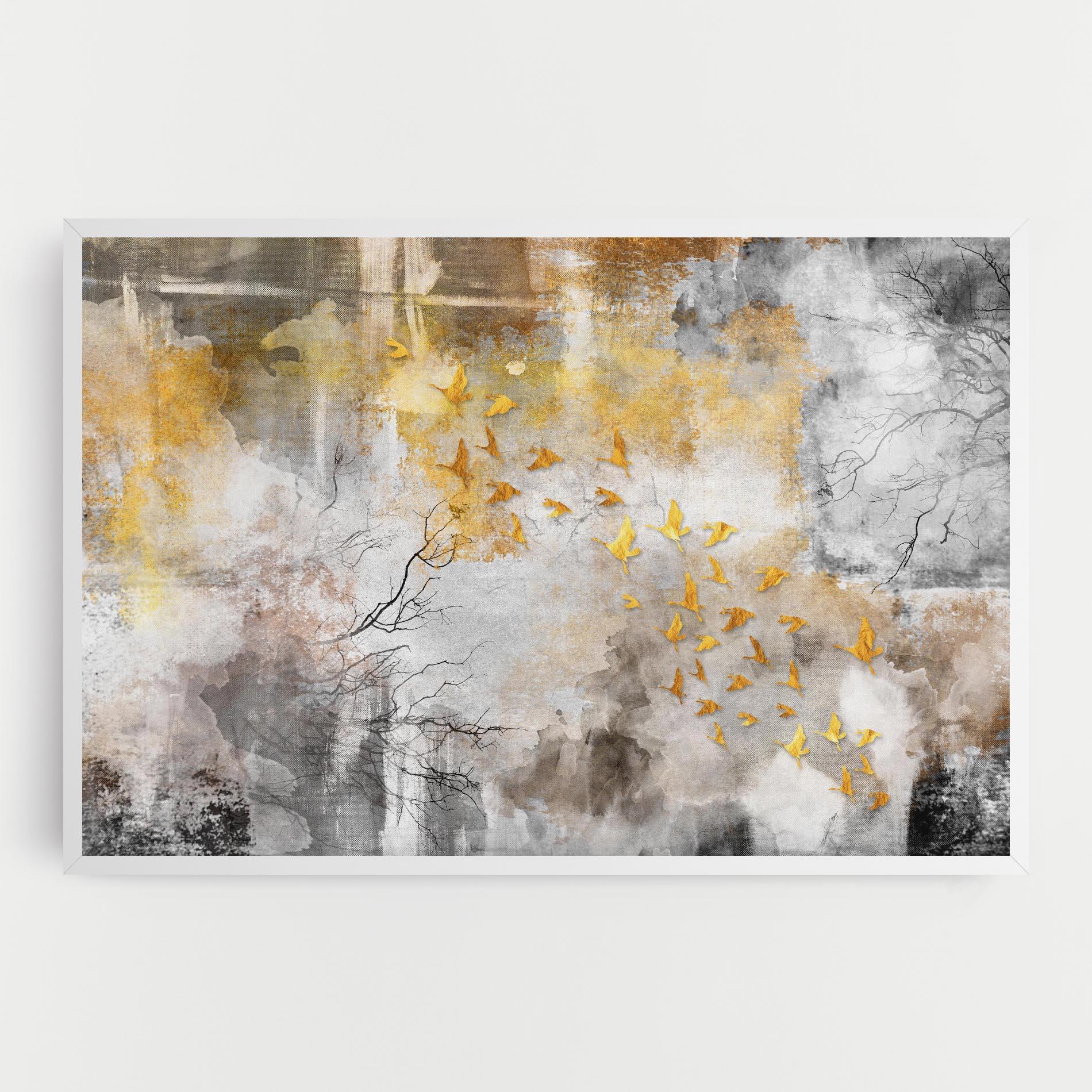 Vászonkép Gold Birds Flying mockup 0