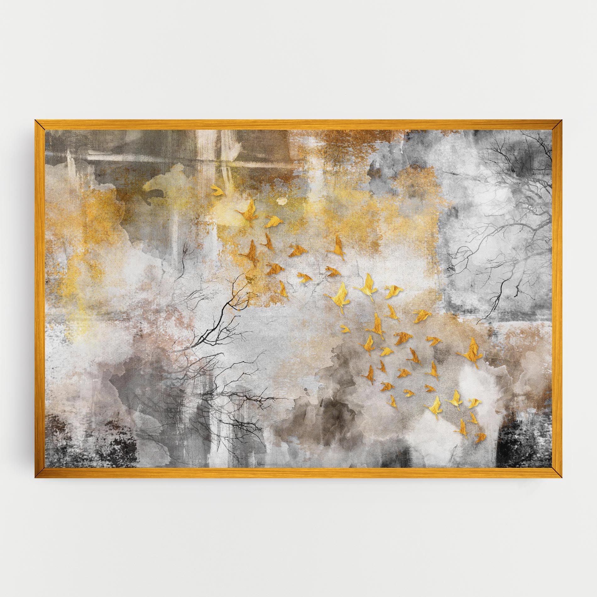 Gold Birds Flying mockup 0