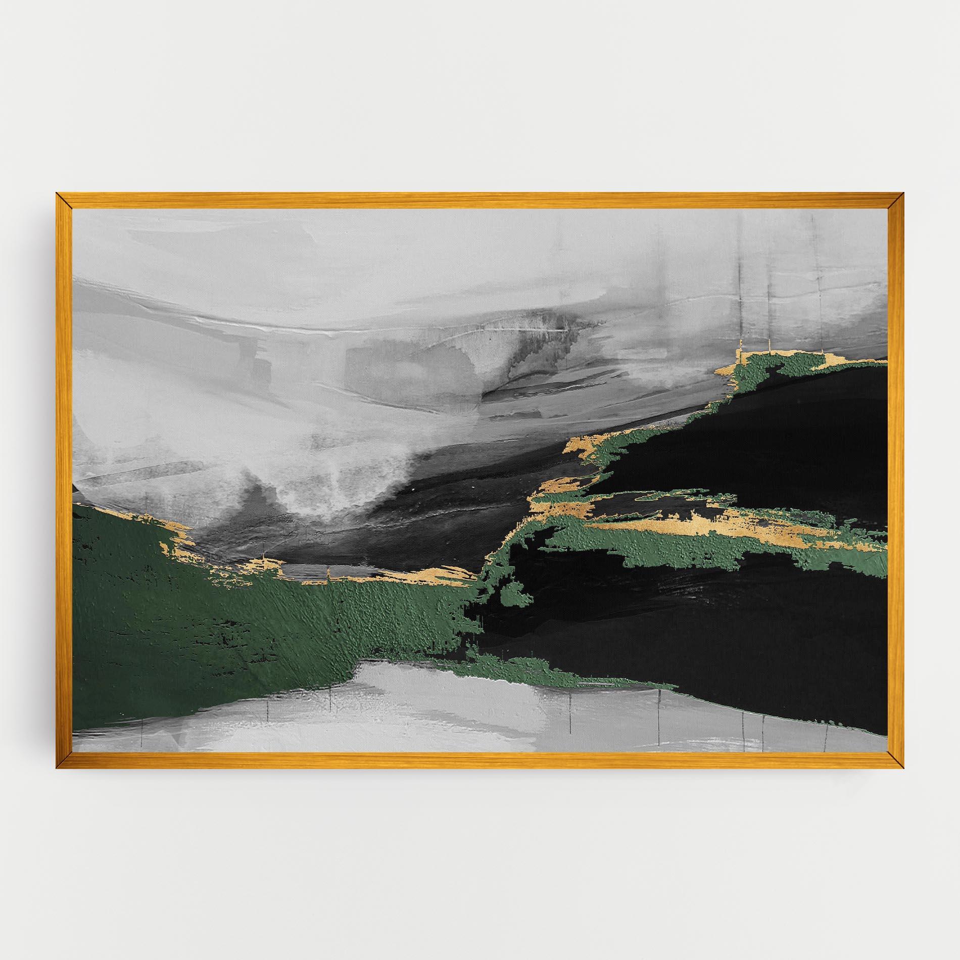 Vászonkép Grey With Green Painting mockup 0