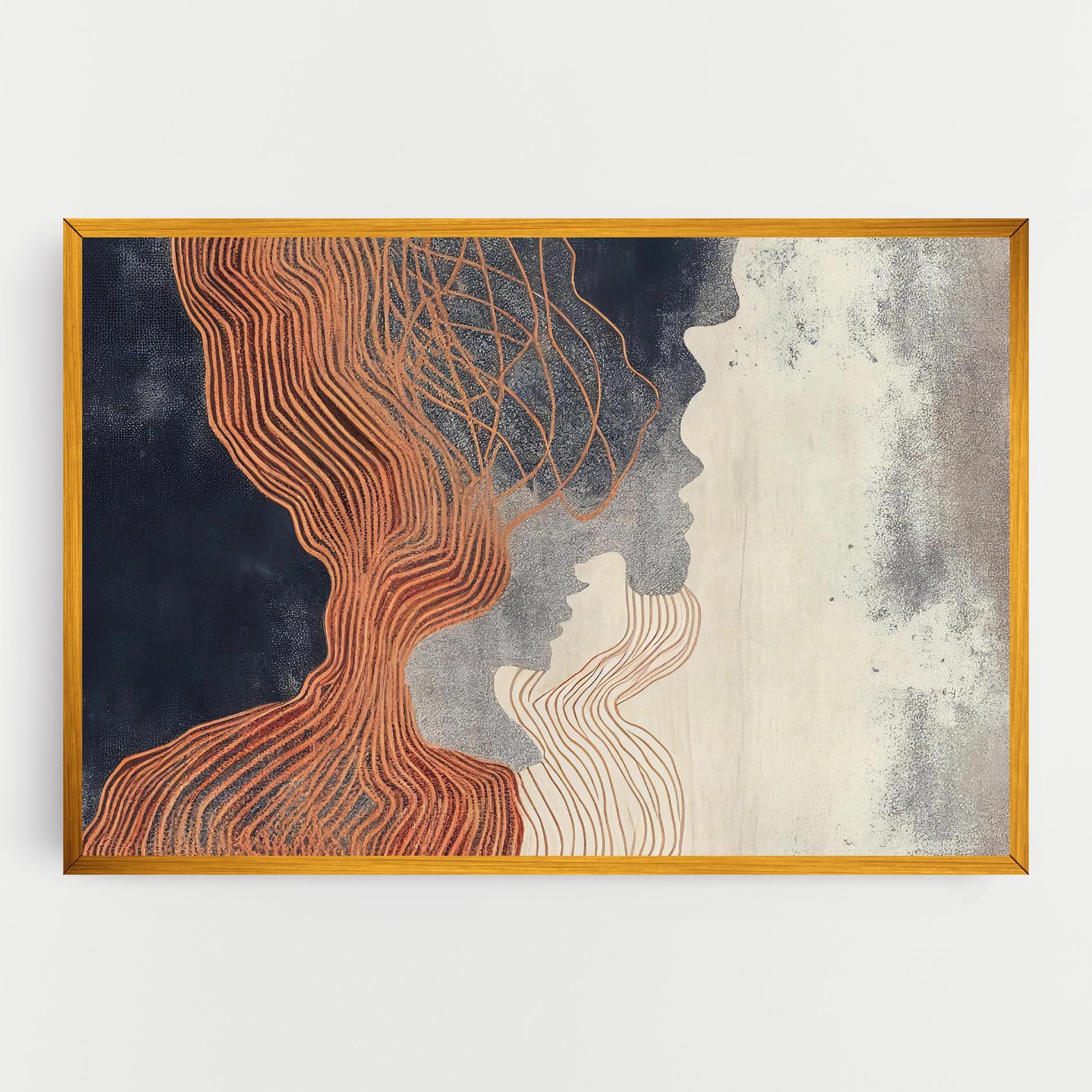 Vászonkép Orange Lines On Blue mockup 0