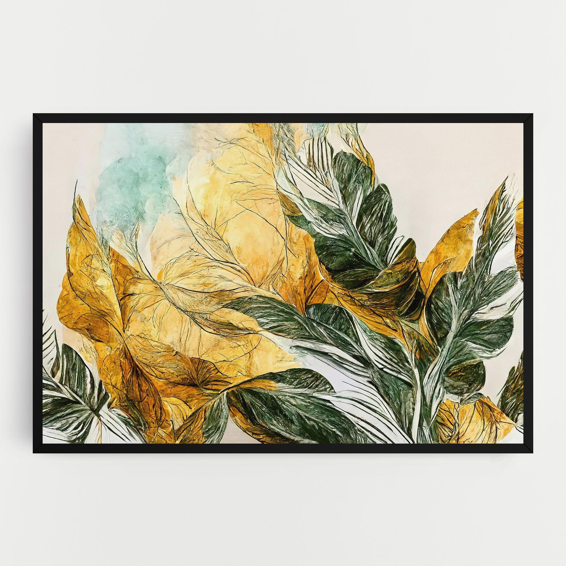 Vászonkép Gold And Green Leafes mockup 0