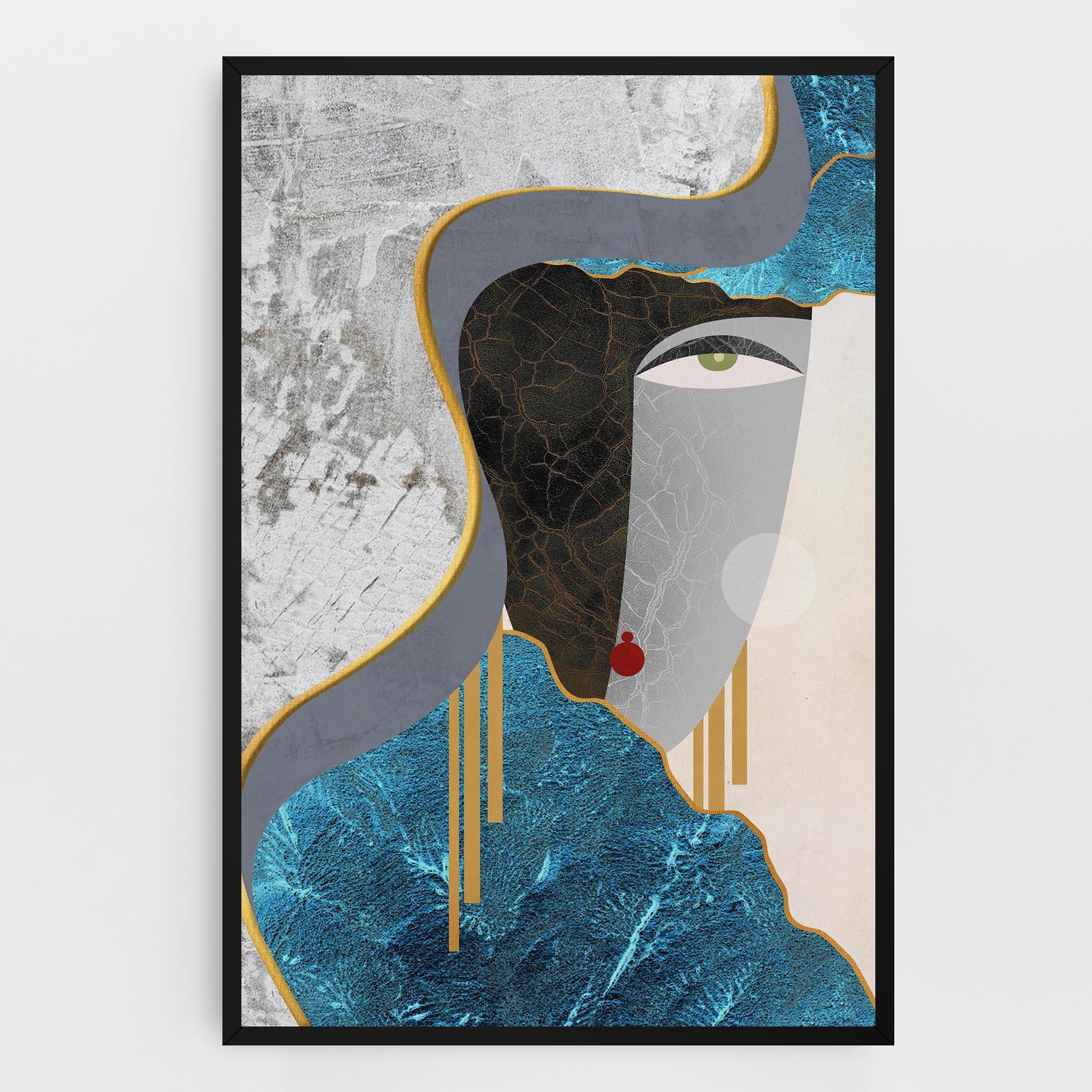 Vászonkép Abstract Blue Face mockup 0