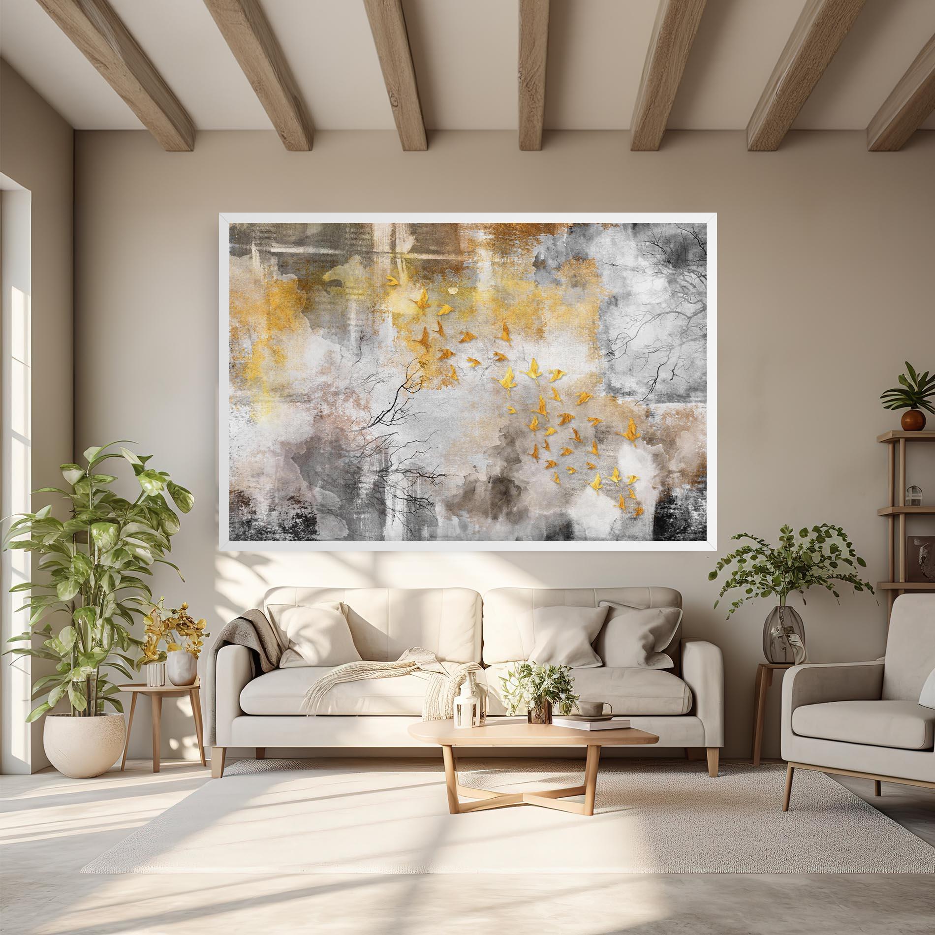 Vászonkép Gold Birds Flying mockup 6