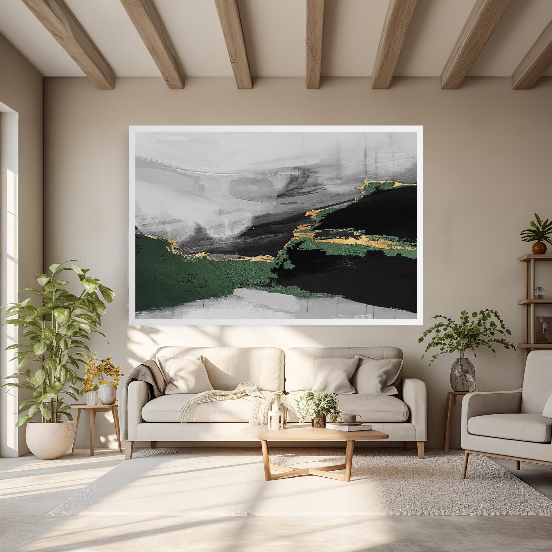 Vászonkép Grey With Green Painting mockup 6