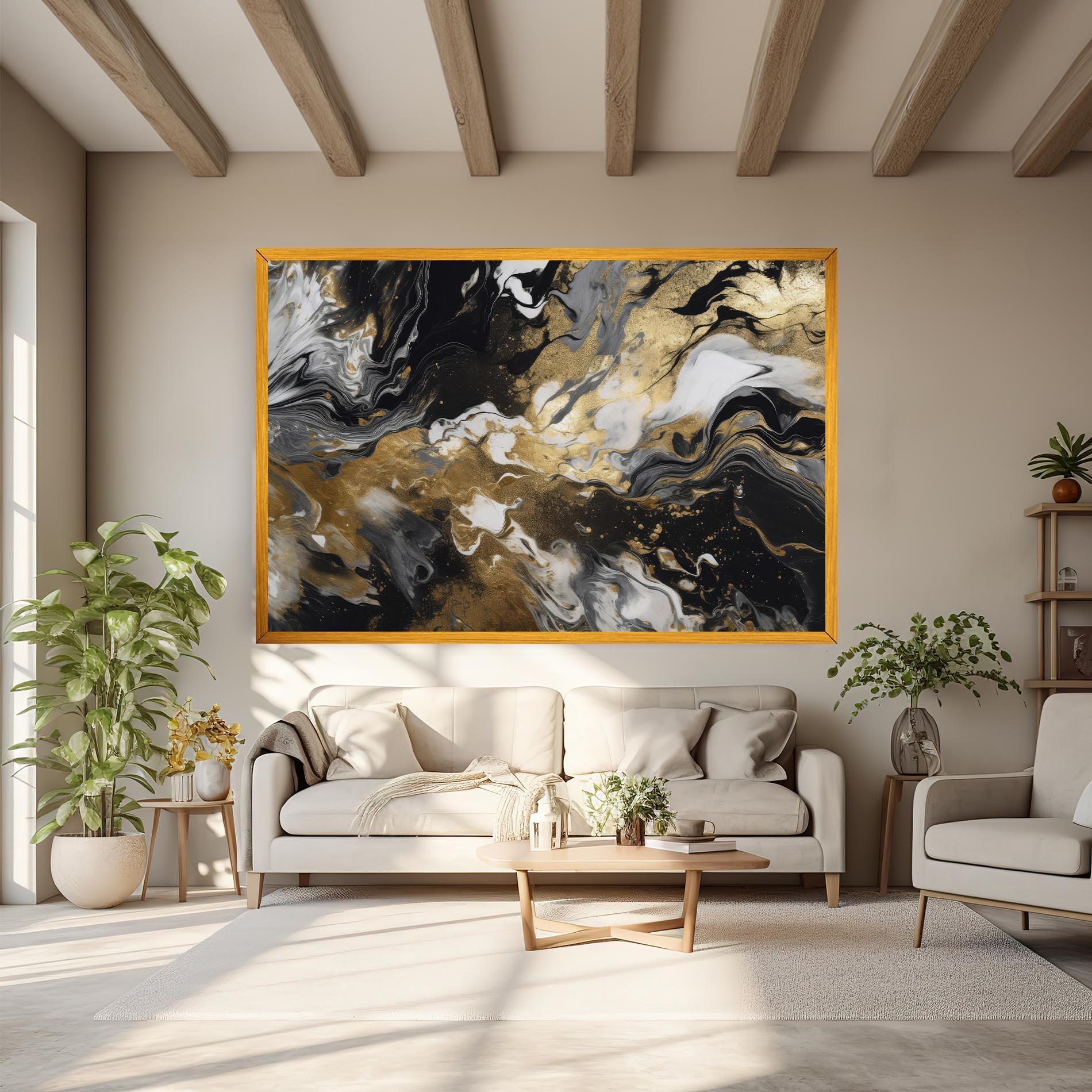 Vászonkép Gold Acrylic Fluid mockup 6