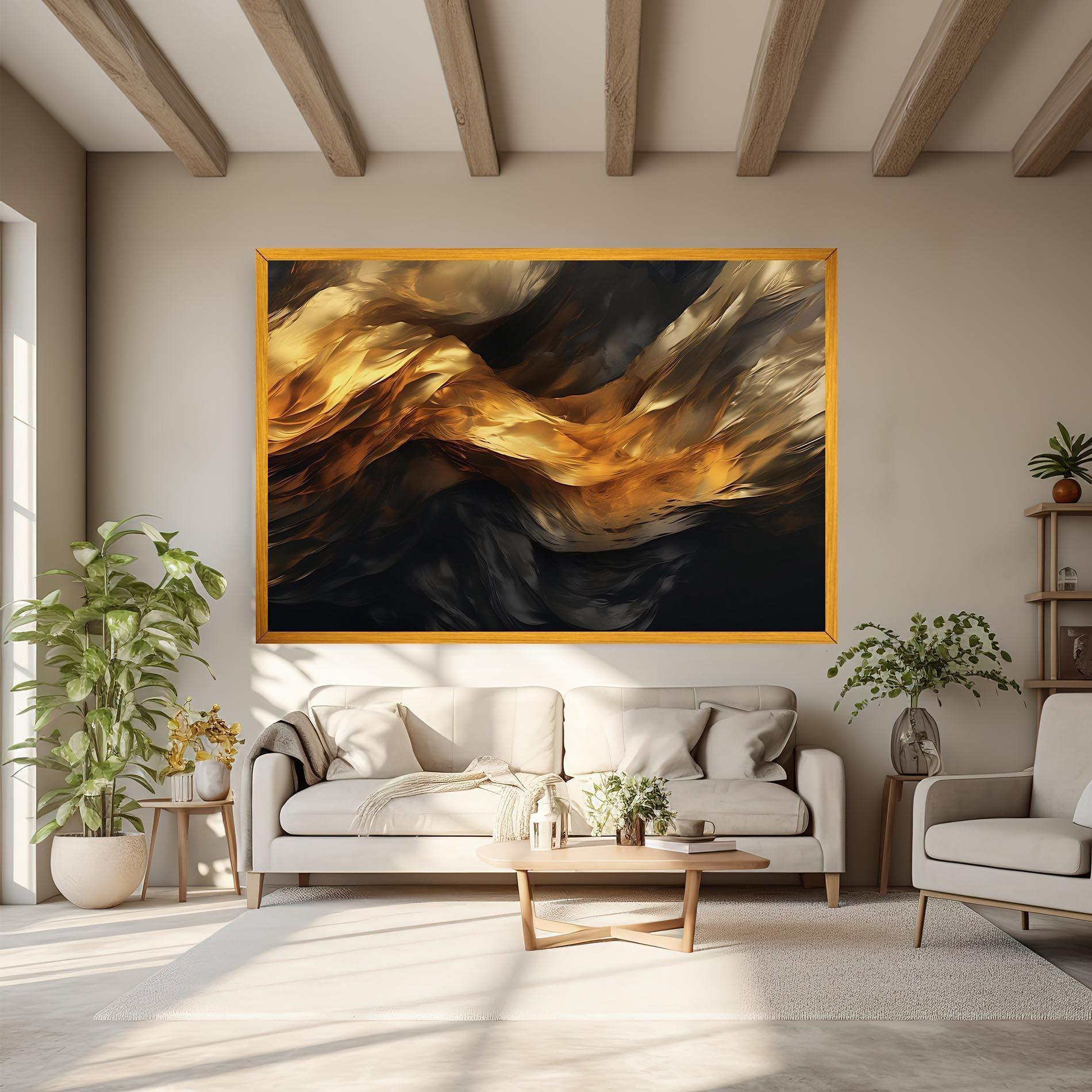 Vászonkép Golden Waves With Black mockup 6