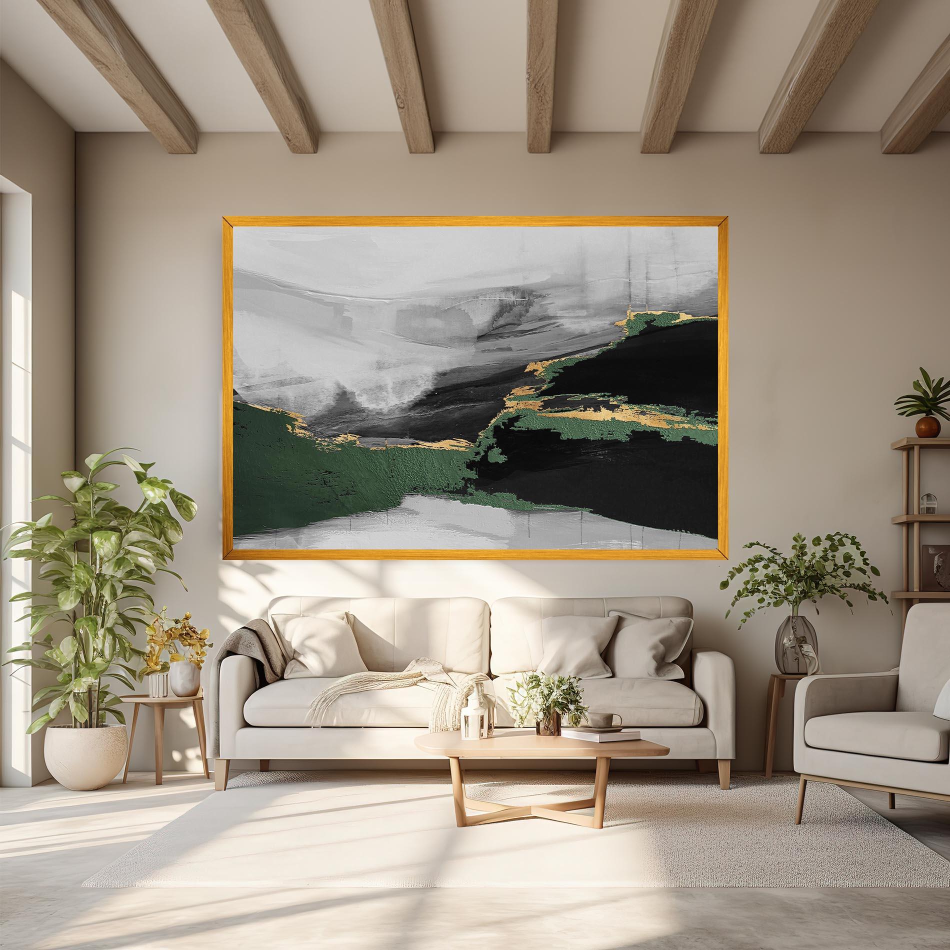 Vászonkép Grey With Green Painting mockup 6