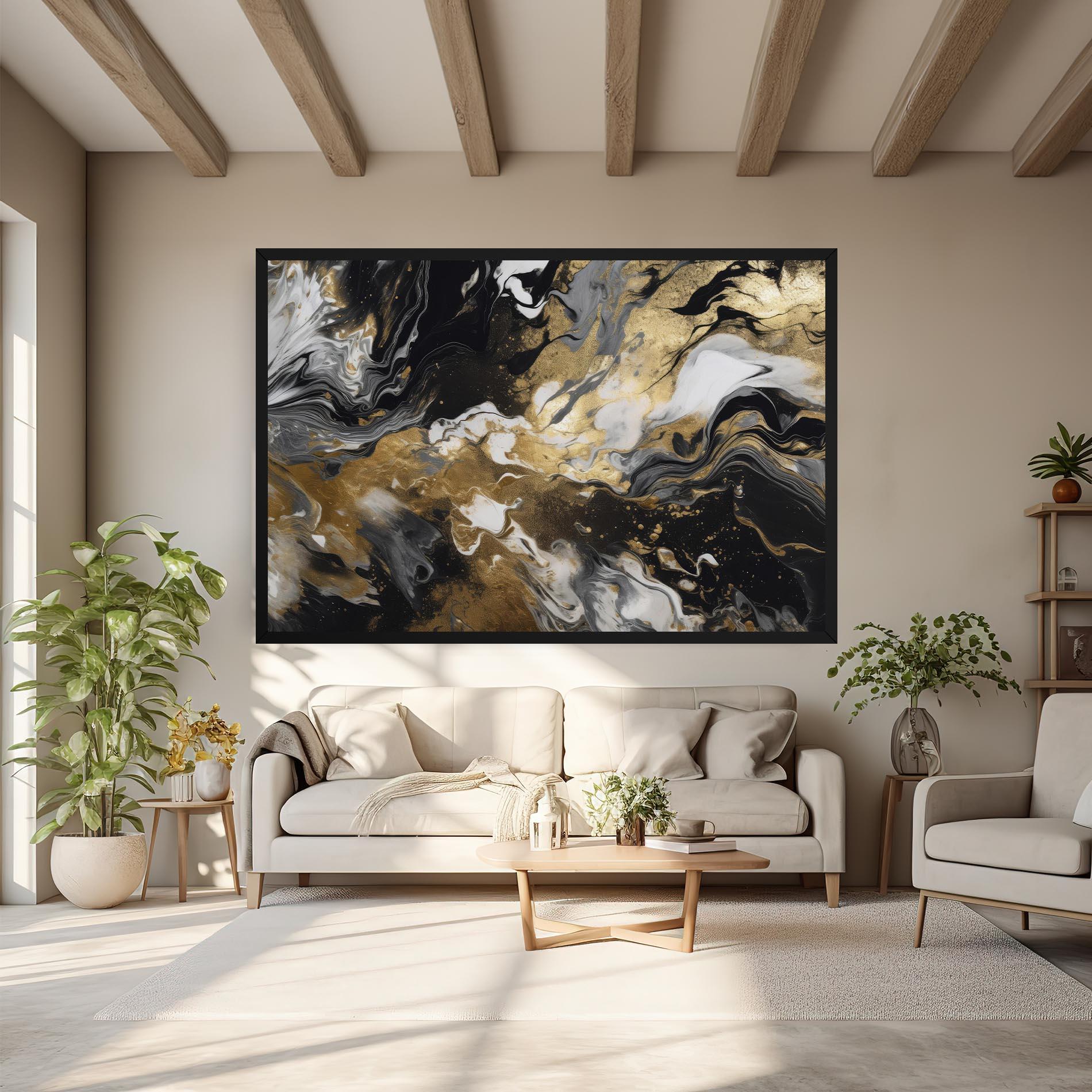 Vászonkép Gold Acrylic Fluid mockup 6