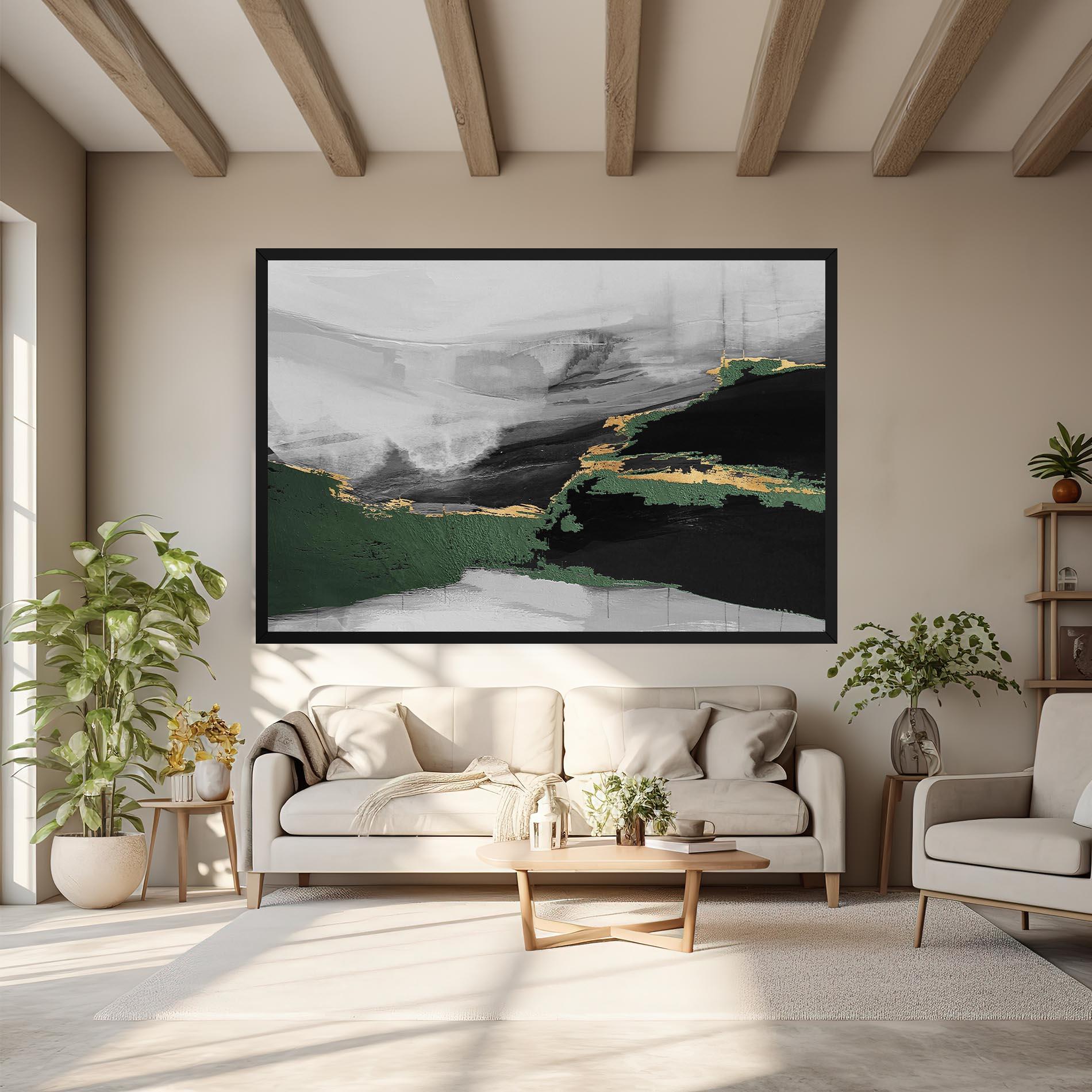 Vászonkép Grey With Green Painting mockup 6