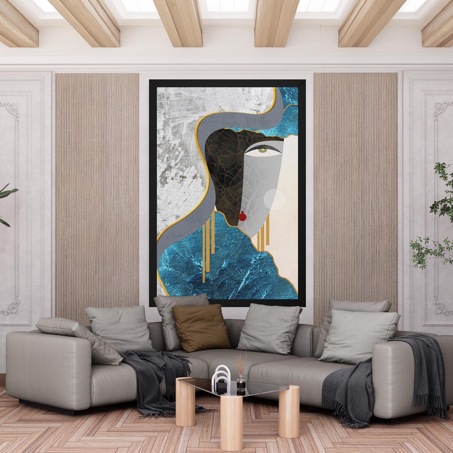 Vászonkép Abstract Blue Face mockup 6