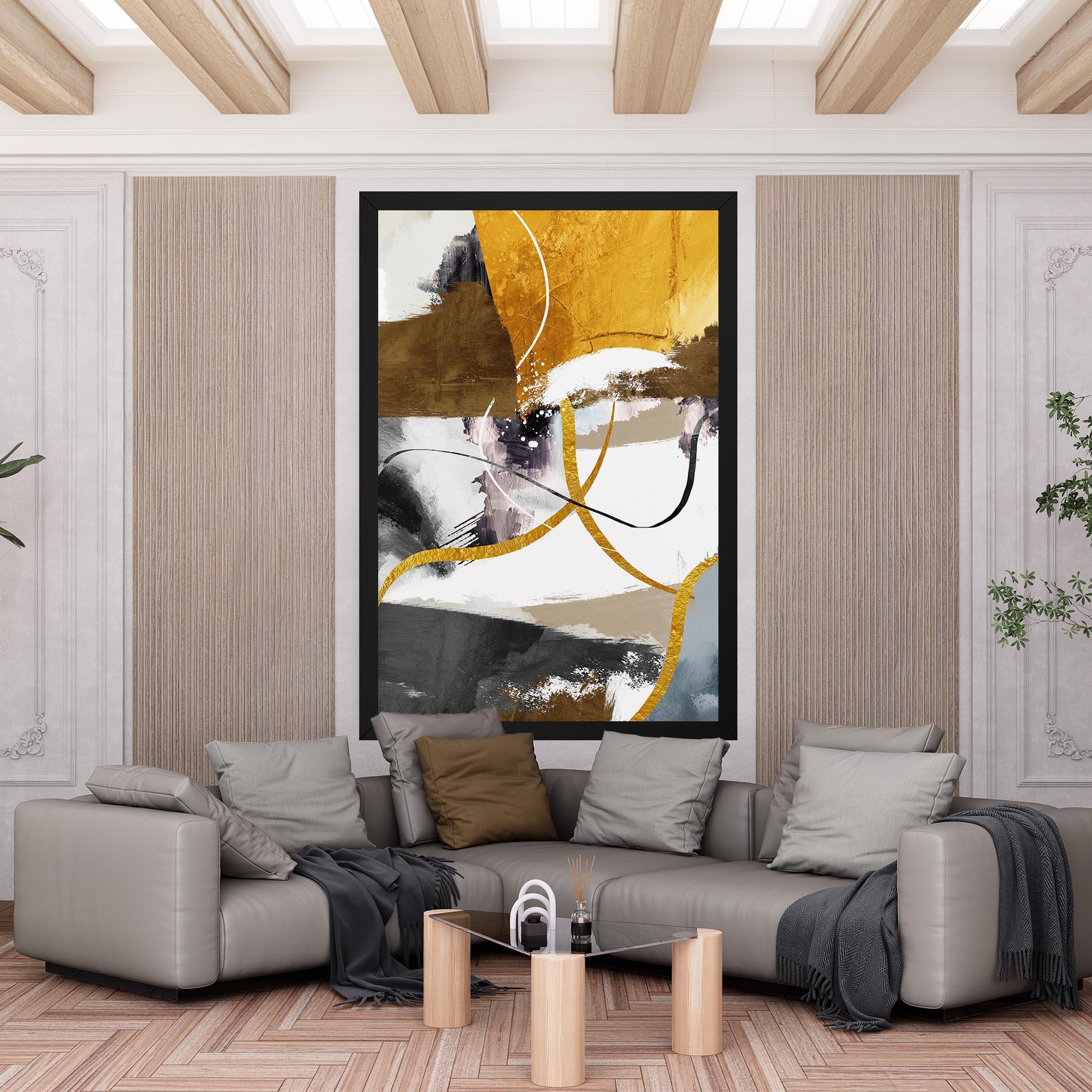 Vászonkép Chaotic Golden Painting mockup 6