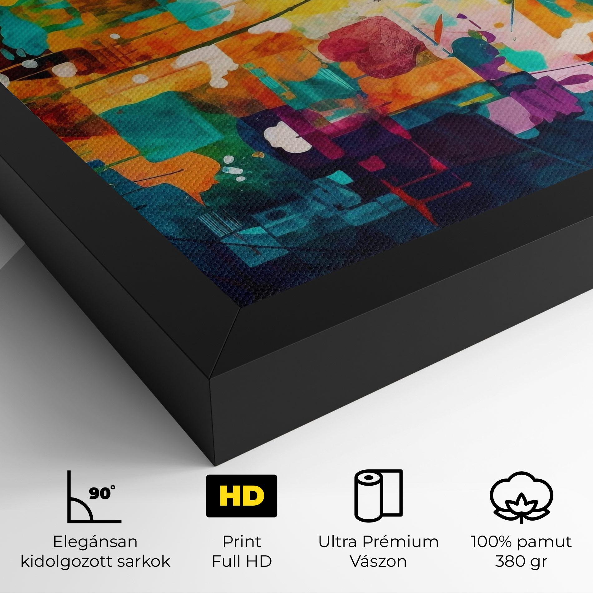 Vászonkép Vibrant Colors On Blue Background mockup 4