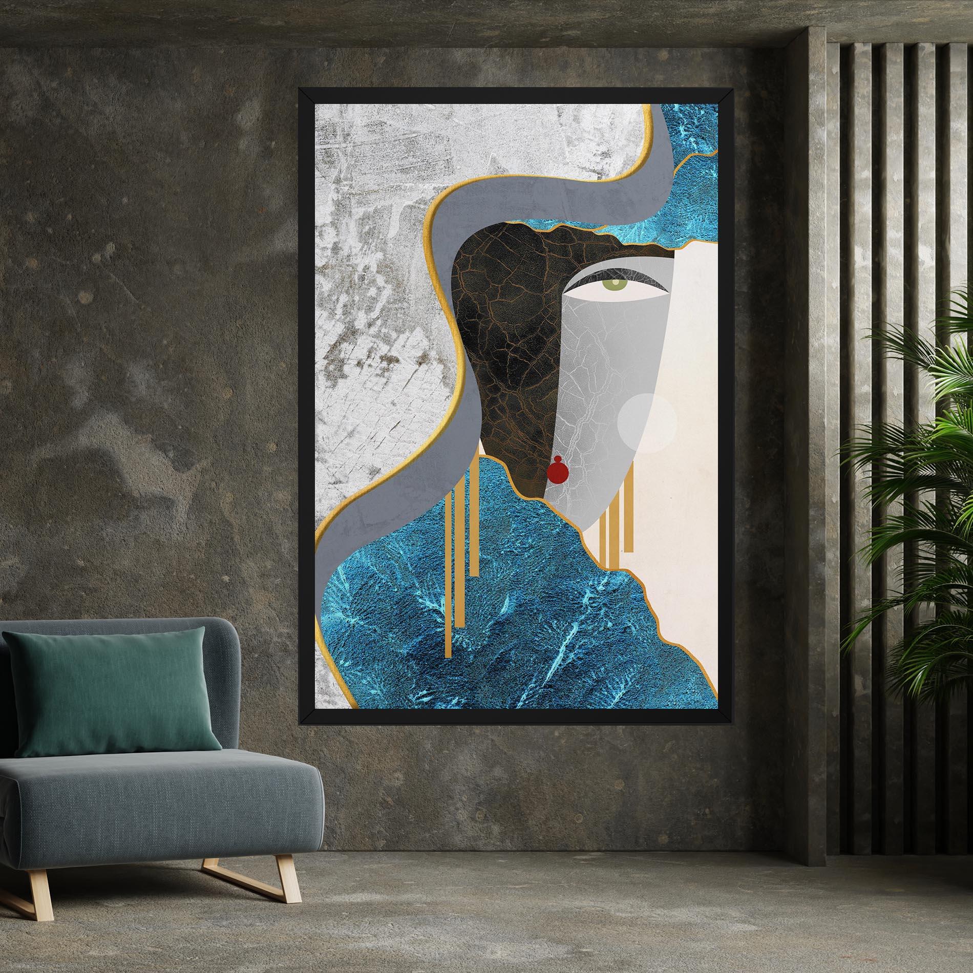 Vászonkép Abstract Blue Face mockup 7