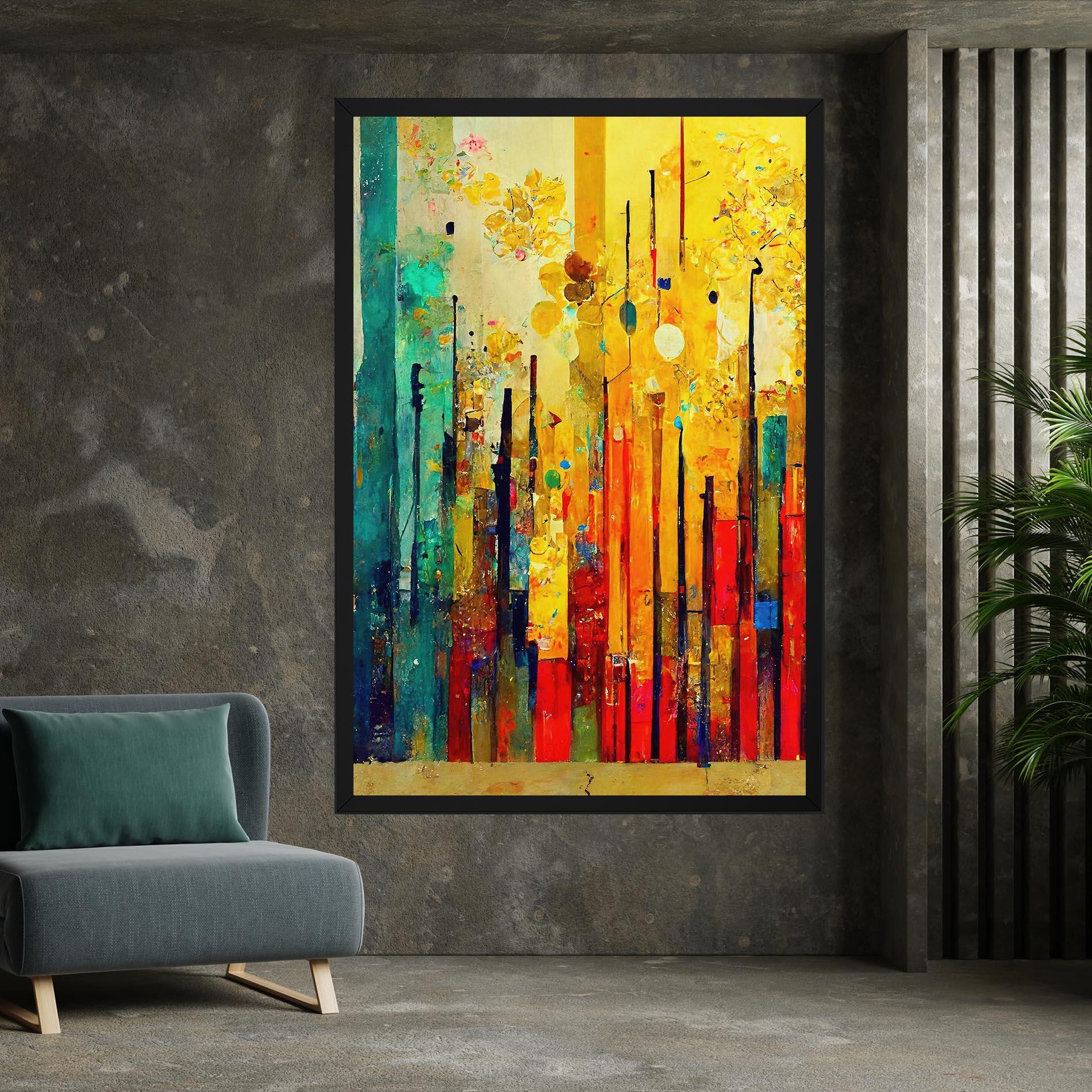 Vászonkép Black Lines On Yellow Light mockup 7