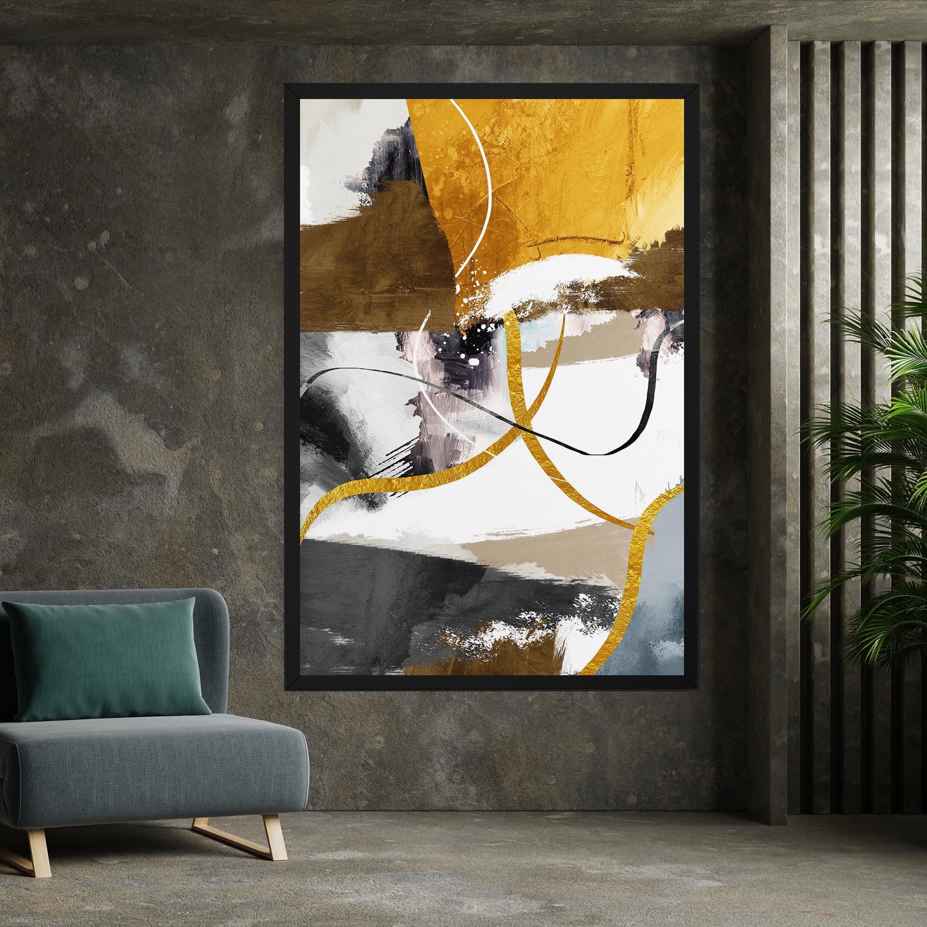Vászonkép Chaotic Golden Painting mockup 7