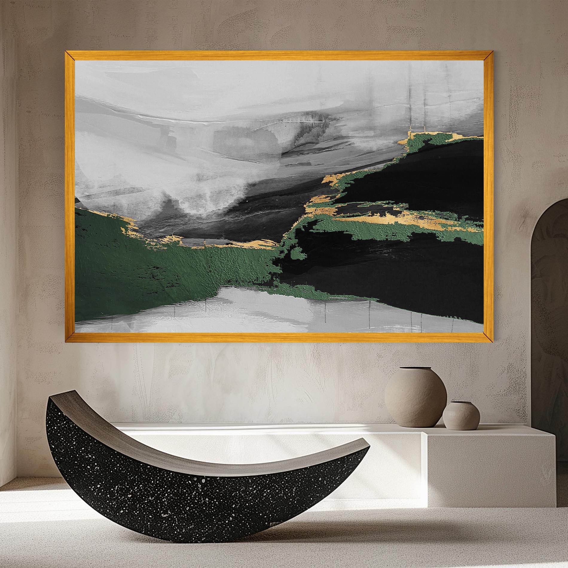 Vászonkép Grey With Green Painting mockup 8