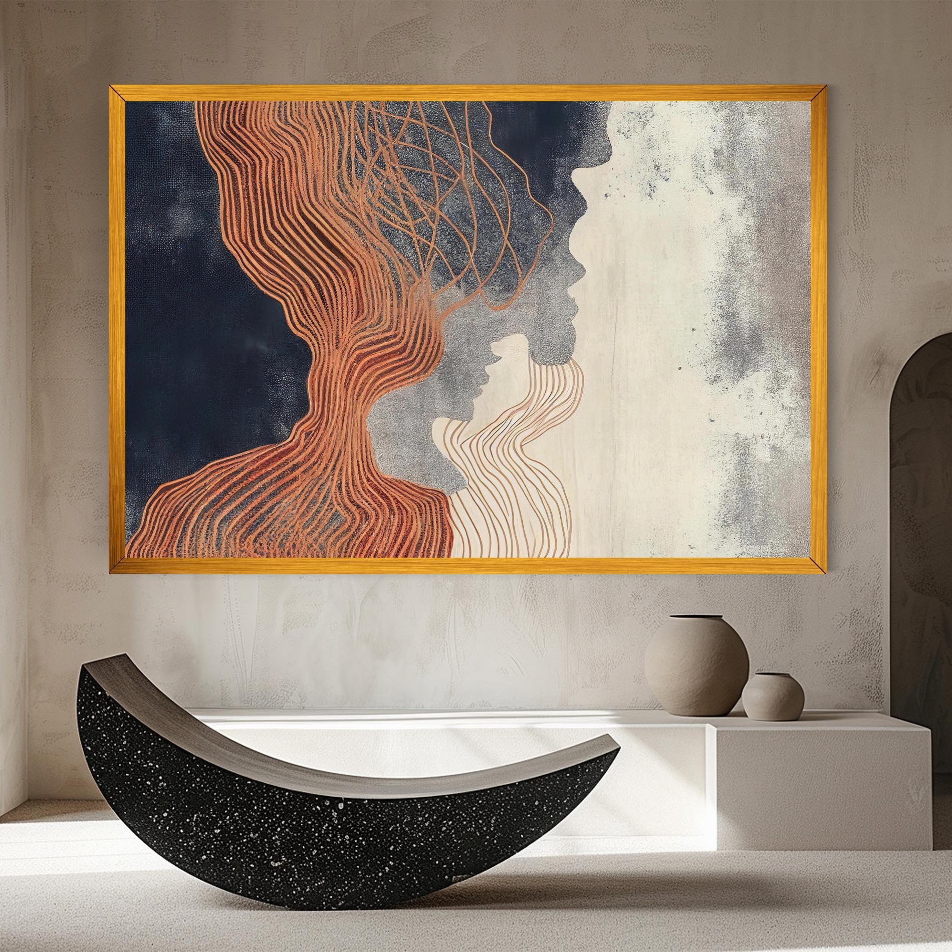 Vászonkép Orange Lines On Blue mockup 8