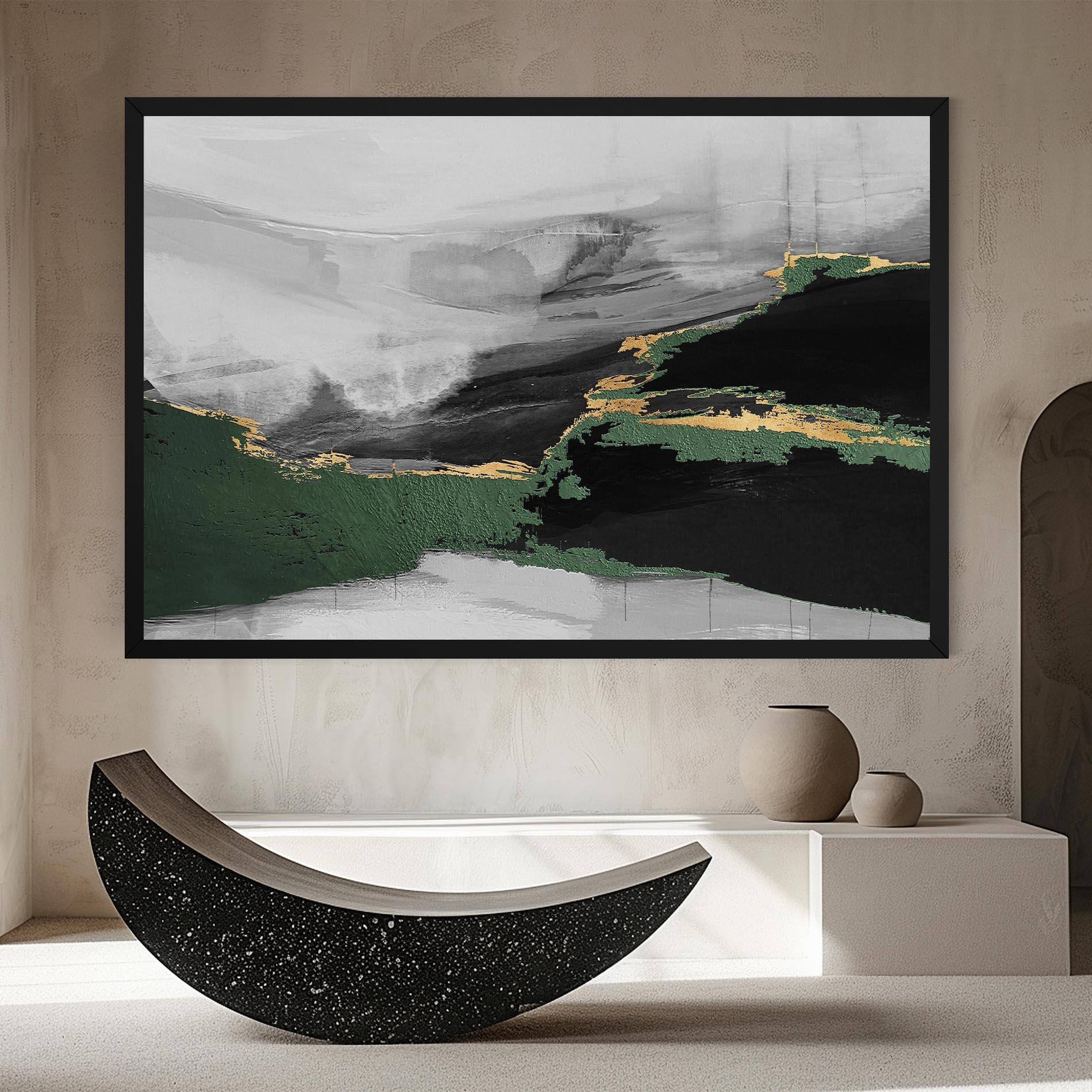 Vászonkép Grey With Green Painting mockup 8