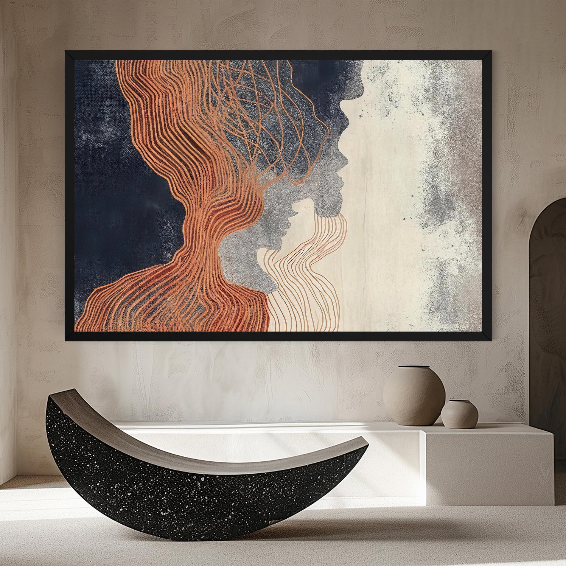 Vászonkép Orange Lines On Blue mockup 8