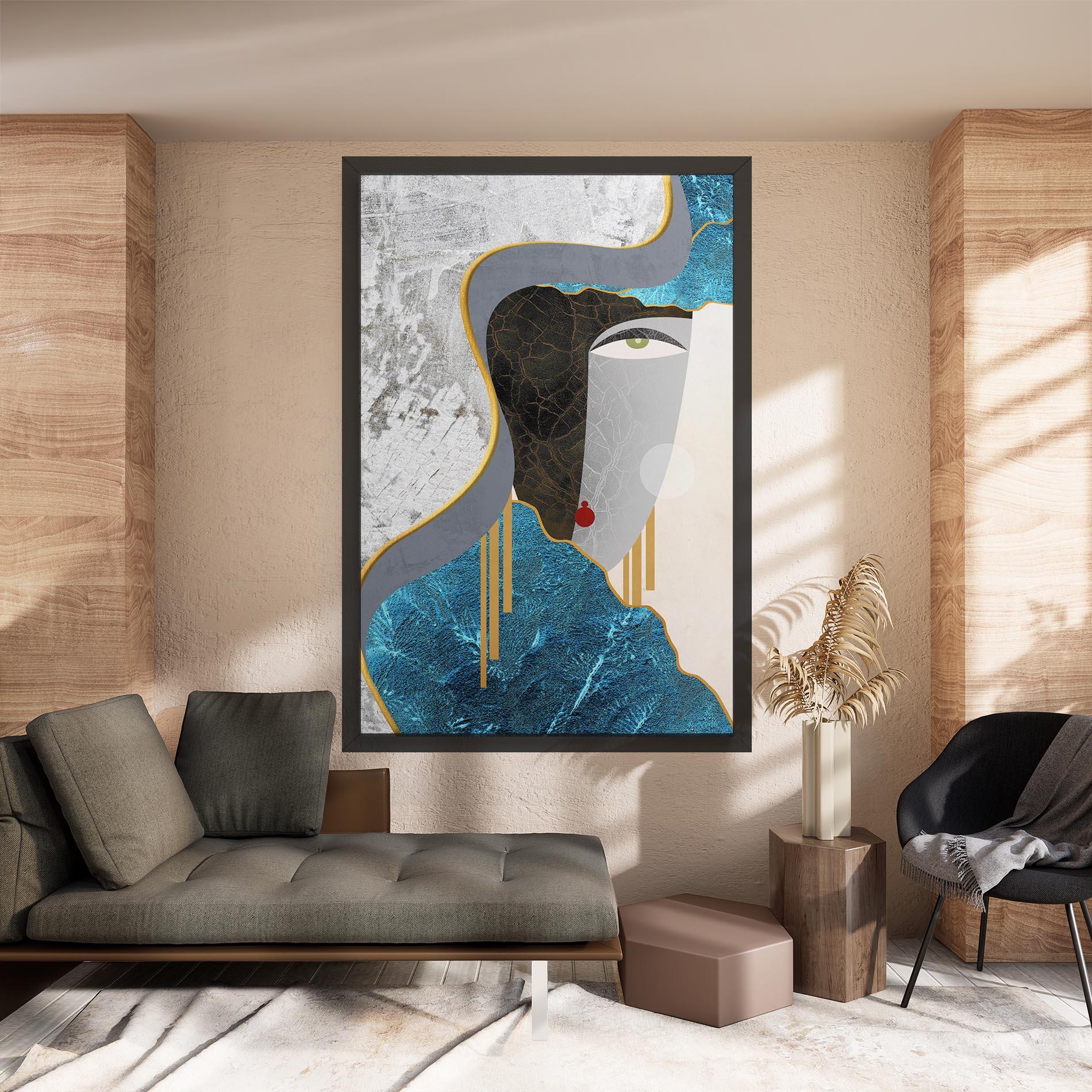 Vászonkép Abstract Blue Face mockup 8