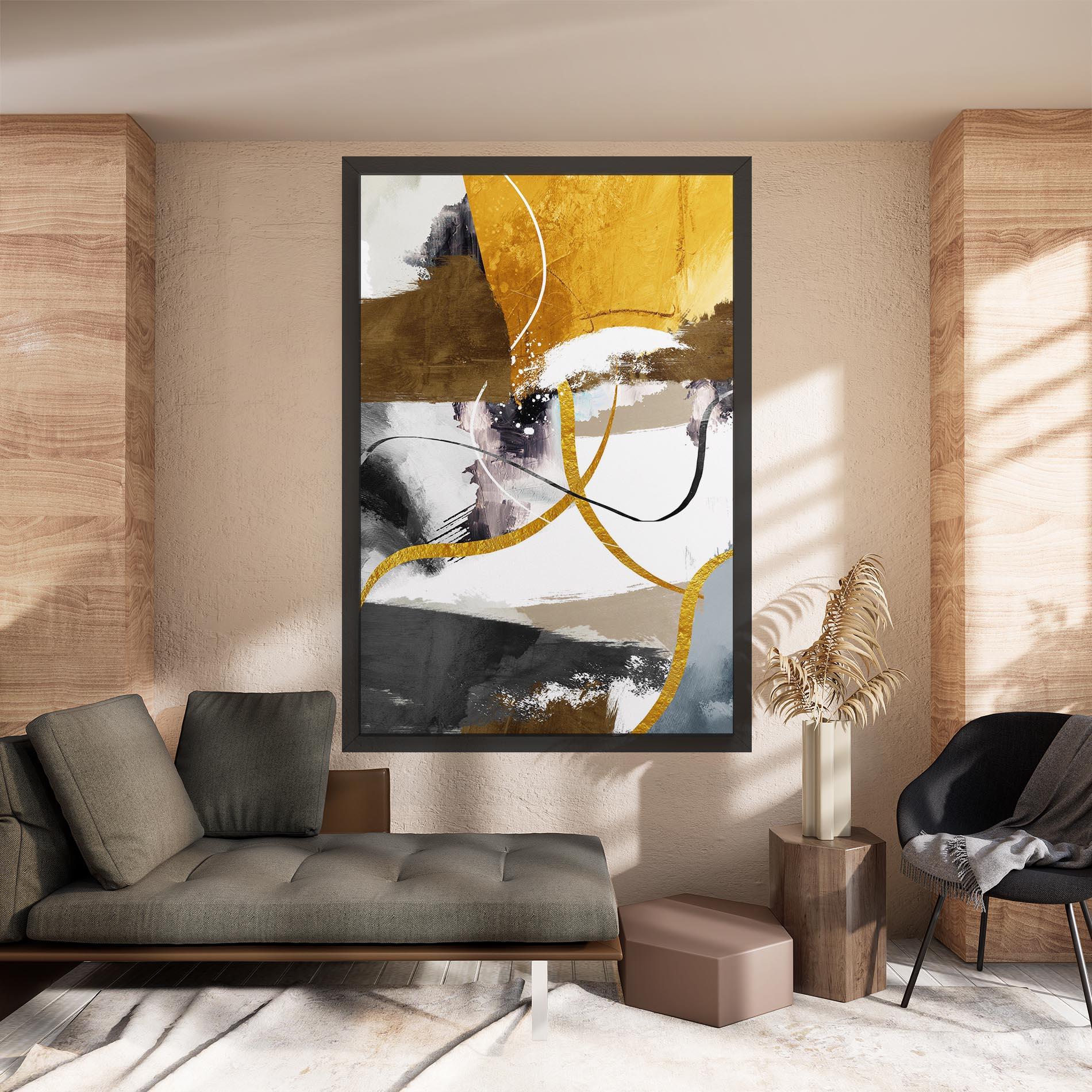 Vászonkép Chaotic Golden Painting mockup 8