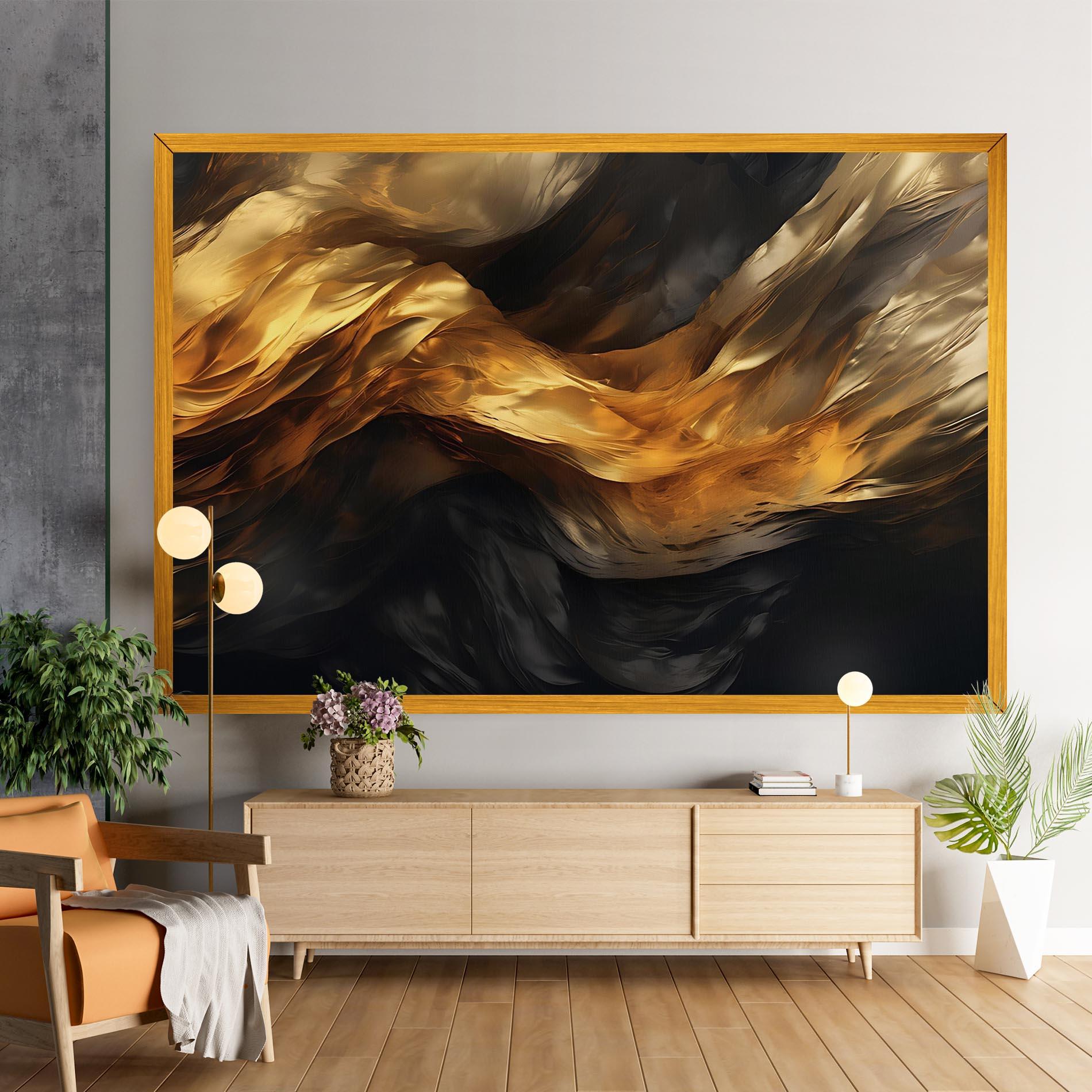 Vászonkép Golden Waves With Black mockup 9
