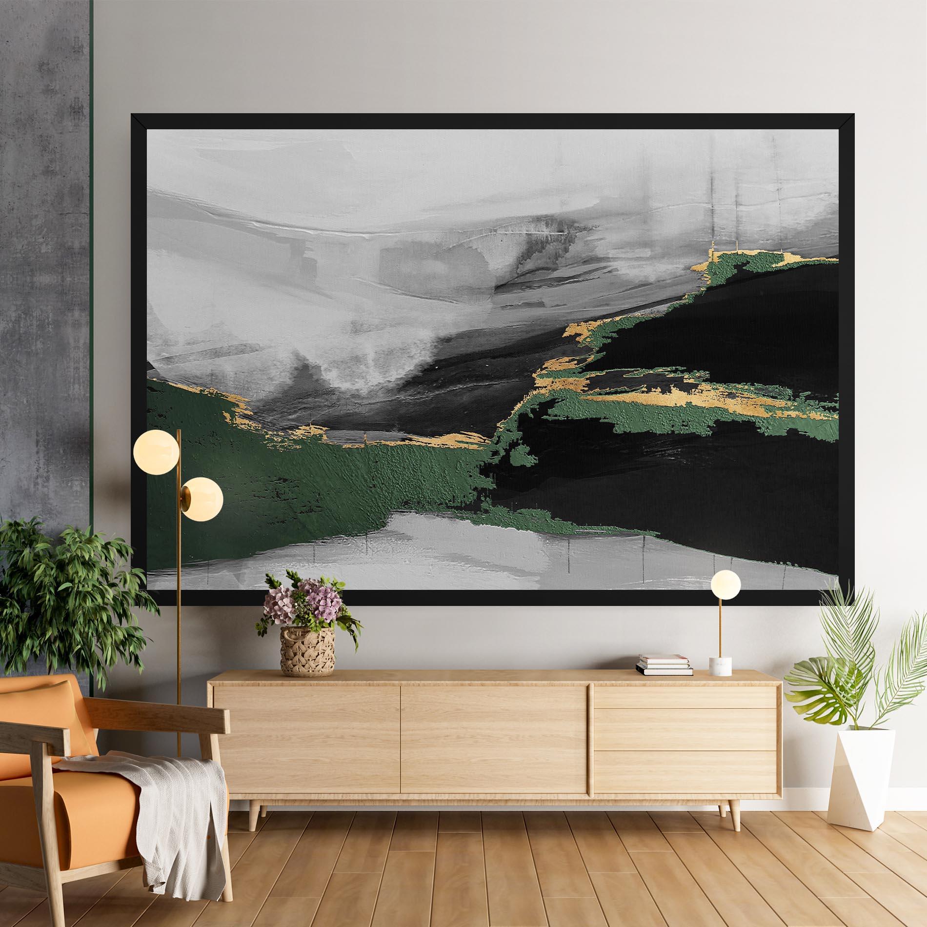 Vászonkép Grey With Green Painting mockup 9