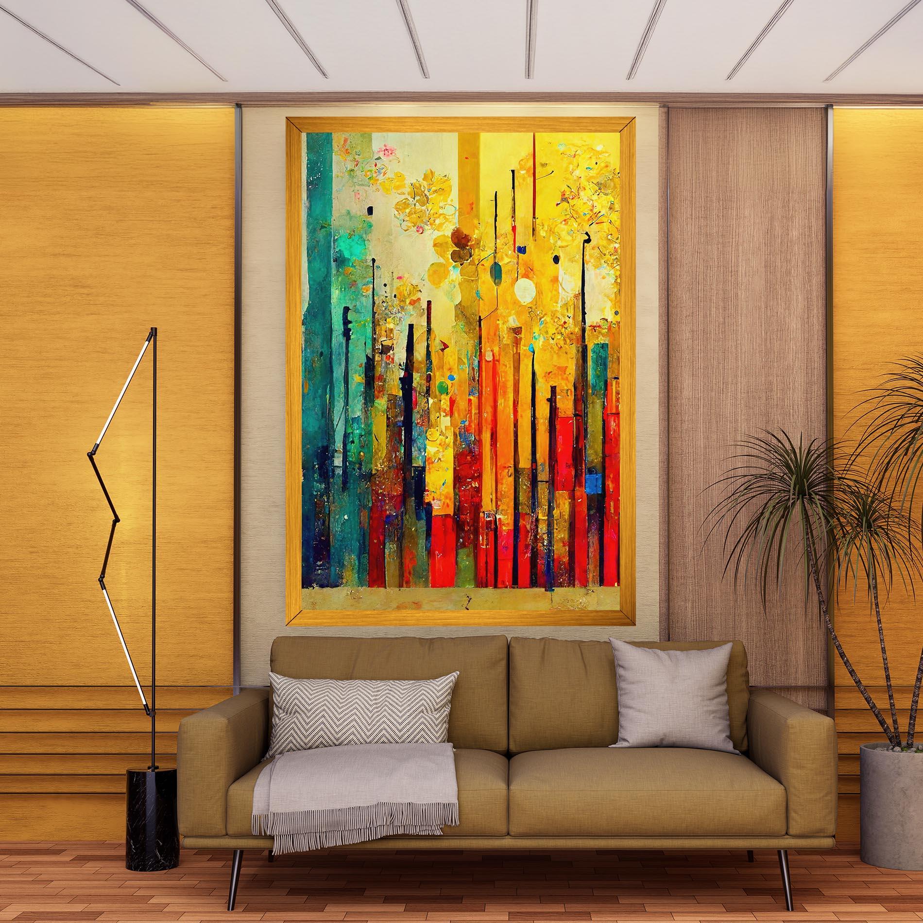 Vászonkép Black Lines On Yellow Light mockup 9