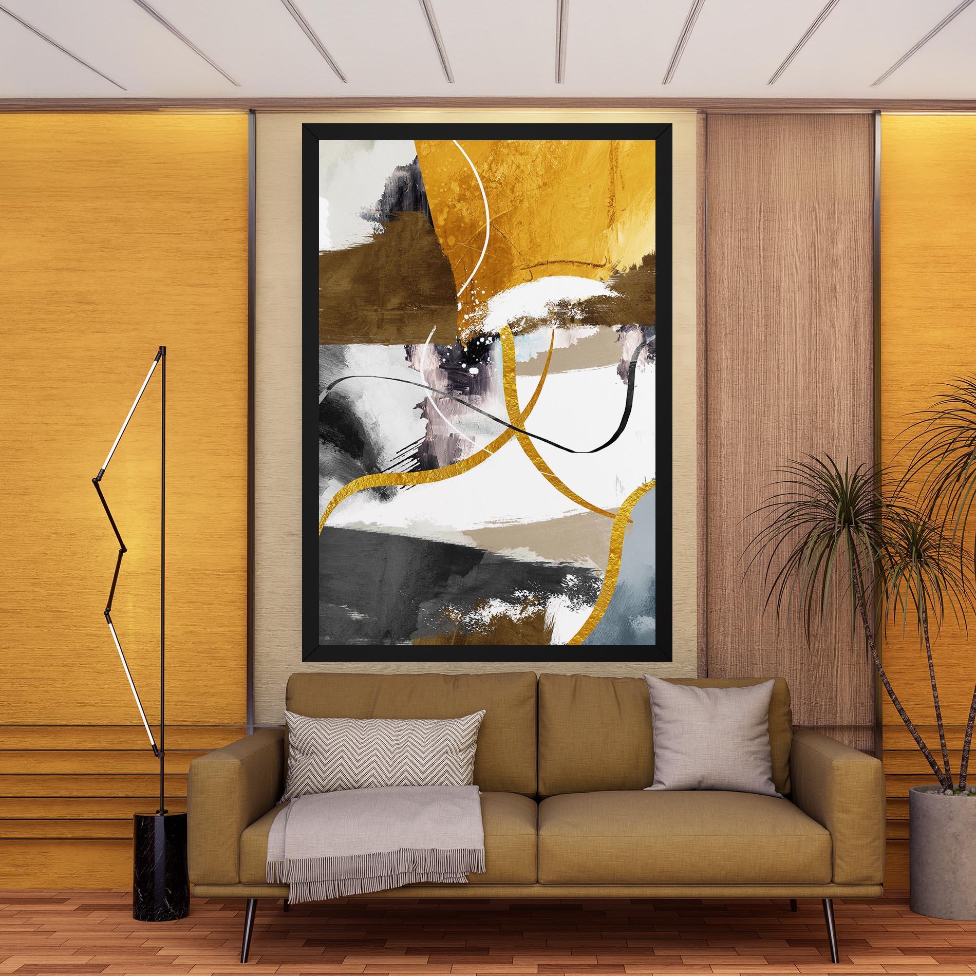 Vászonkép Chaotic Golden Painting mockup 9