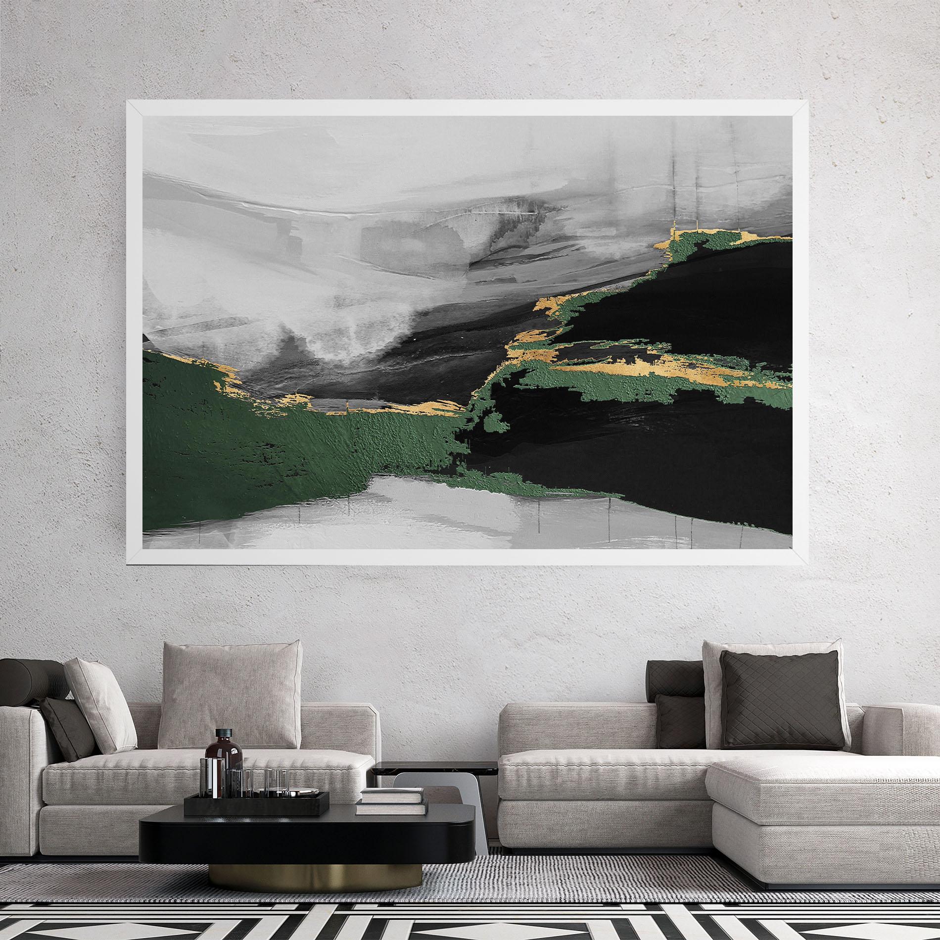 Vászonkép Grey With Green Painting mockup 2