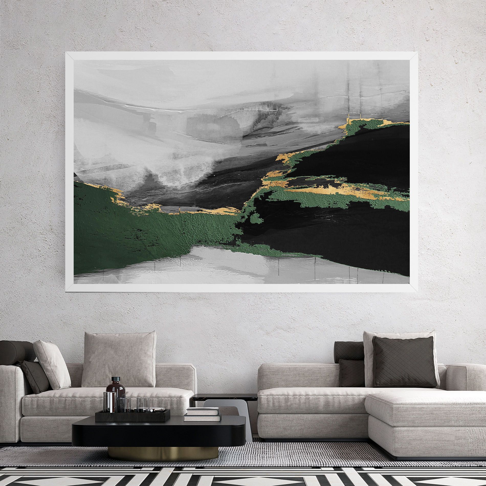 Grey With Green Painting mockup 2