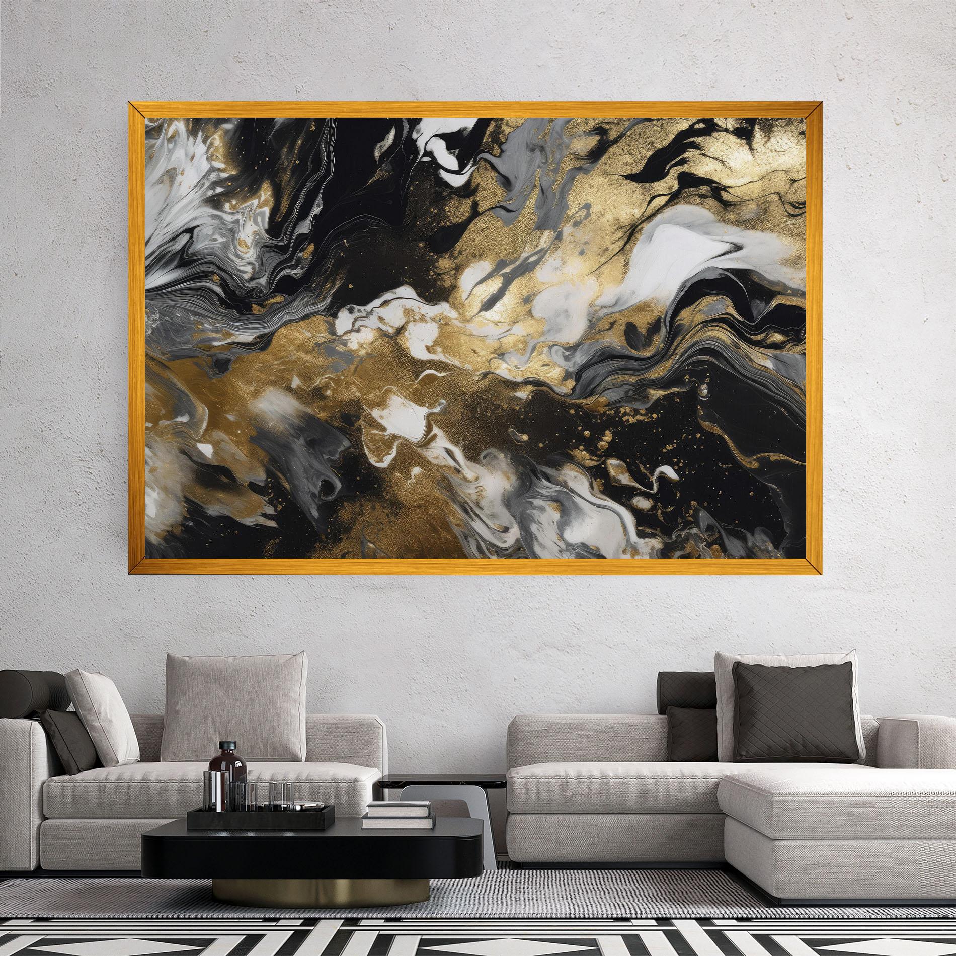 Vászonkép Gold Acrylic Fluid mockup 2