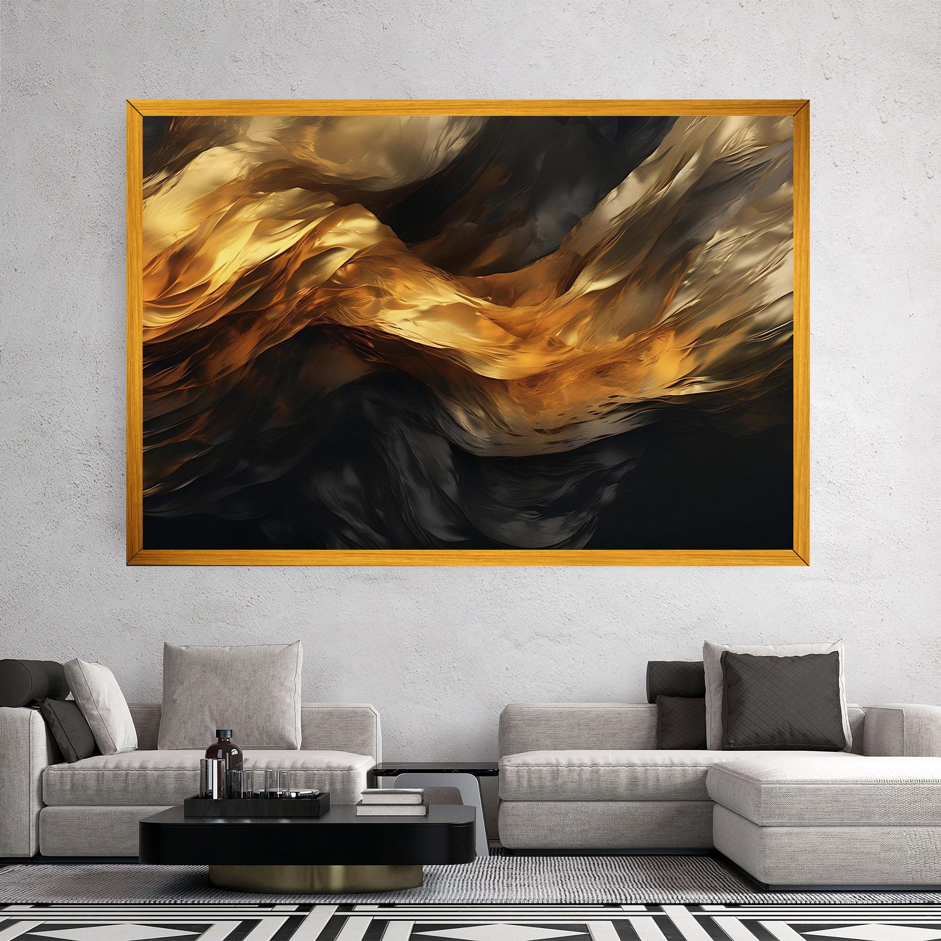 Vászonkép Golden Waves With Black mockup 2