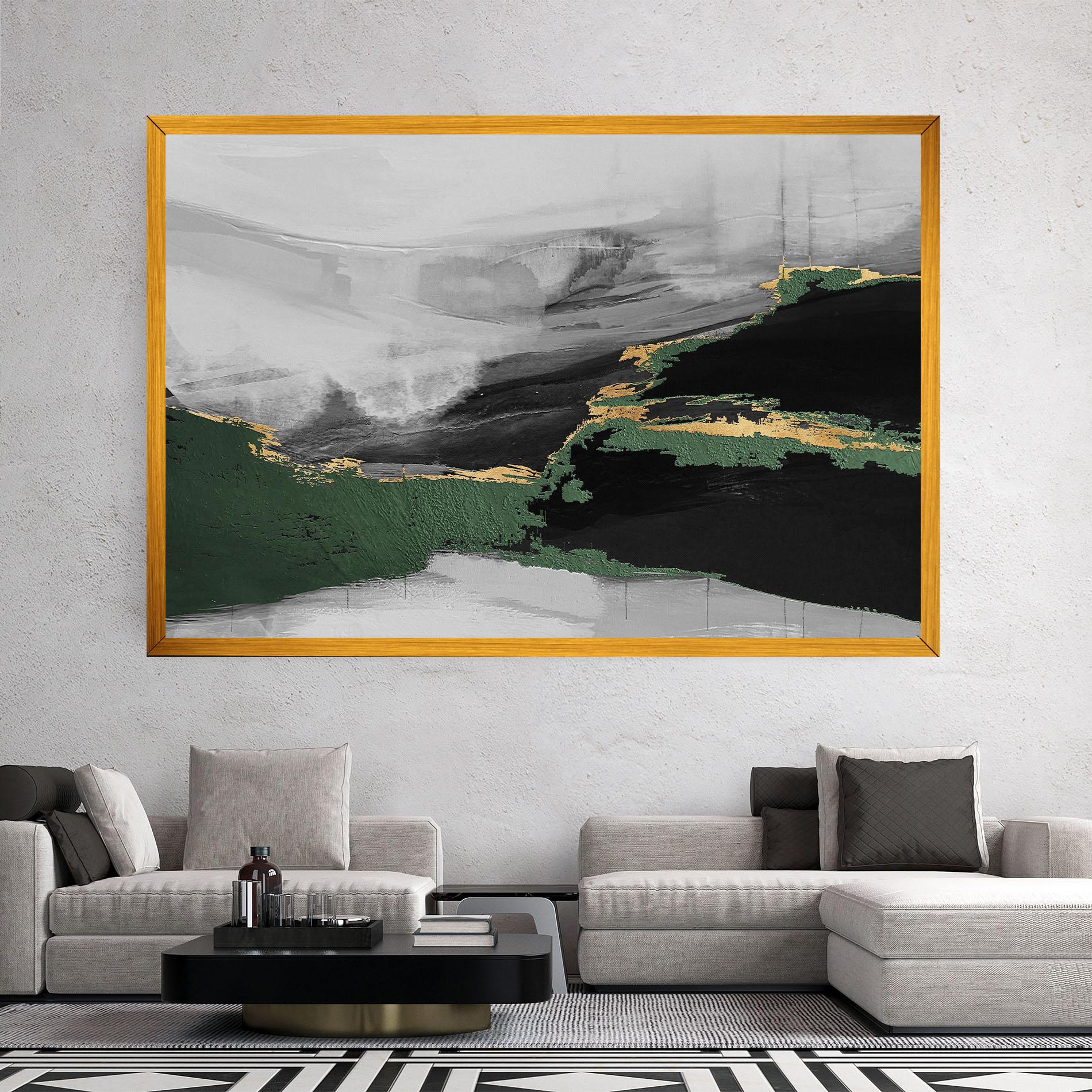 Vászonkép Grey With Green Painting mockup 2