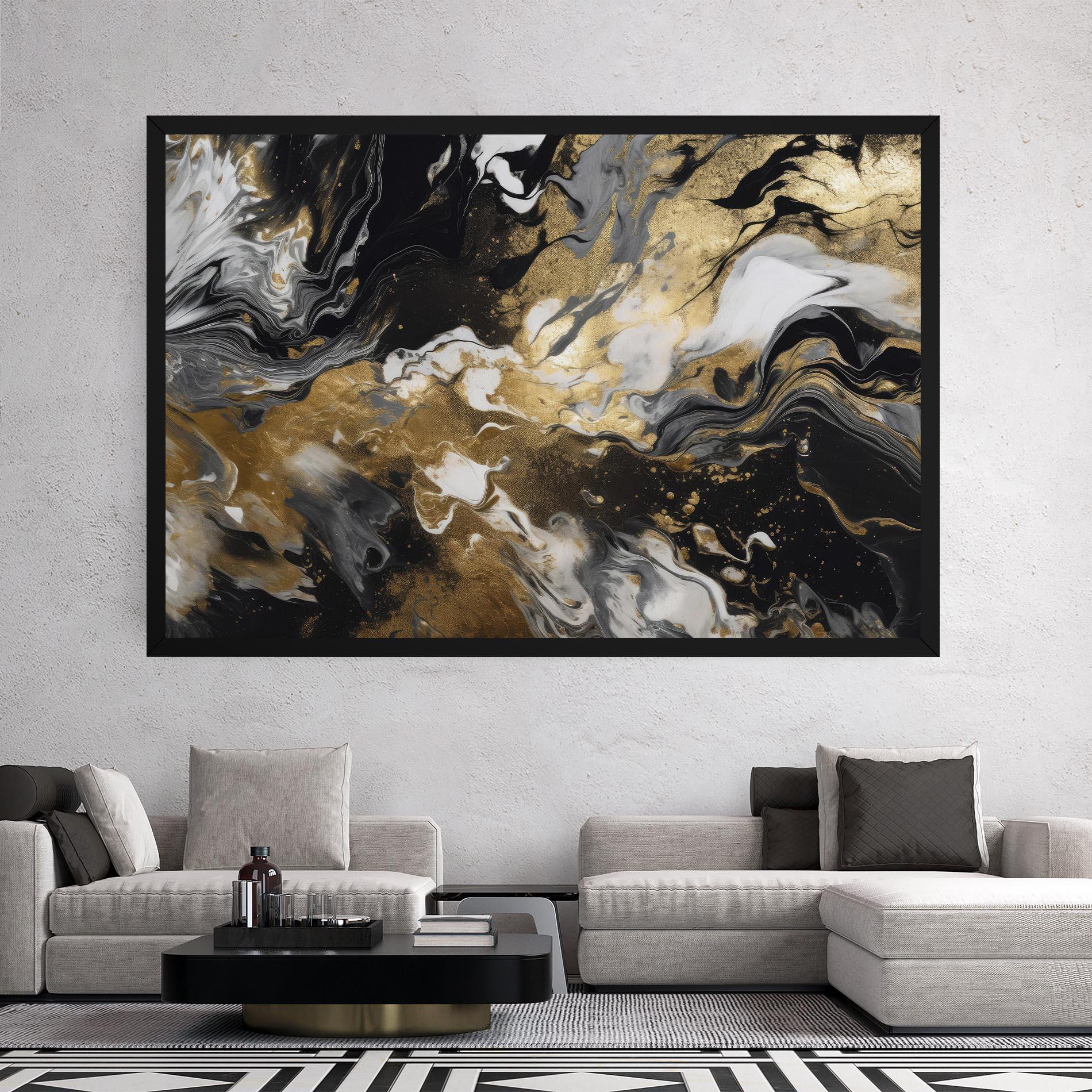 Vászonkép Gold Acrylic Fluid mockup 2