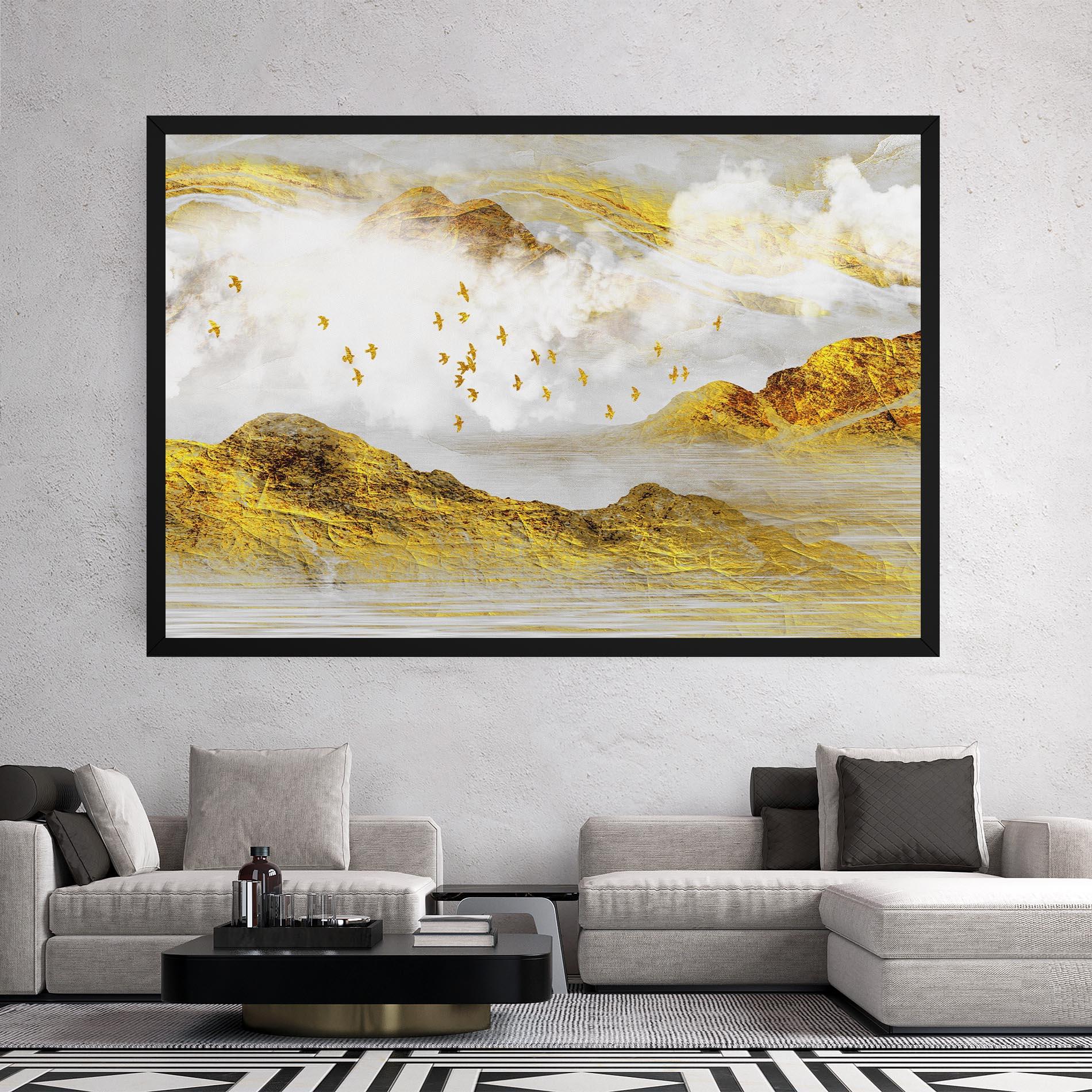 Vászonkép Gold Mountains Abstract mockup 2