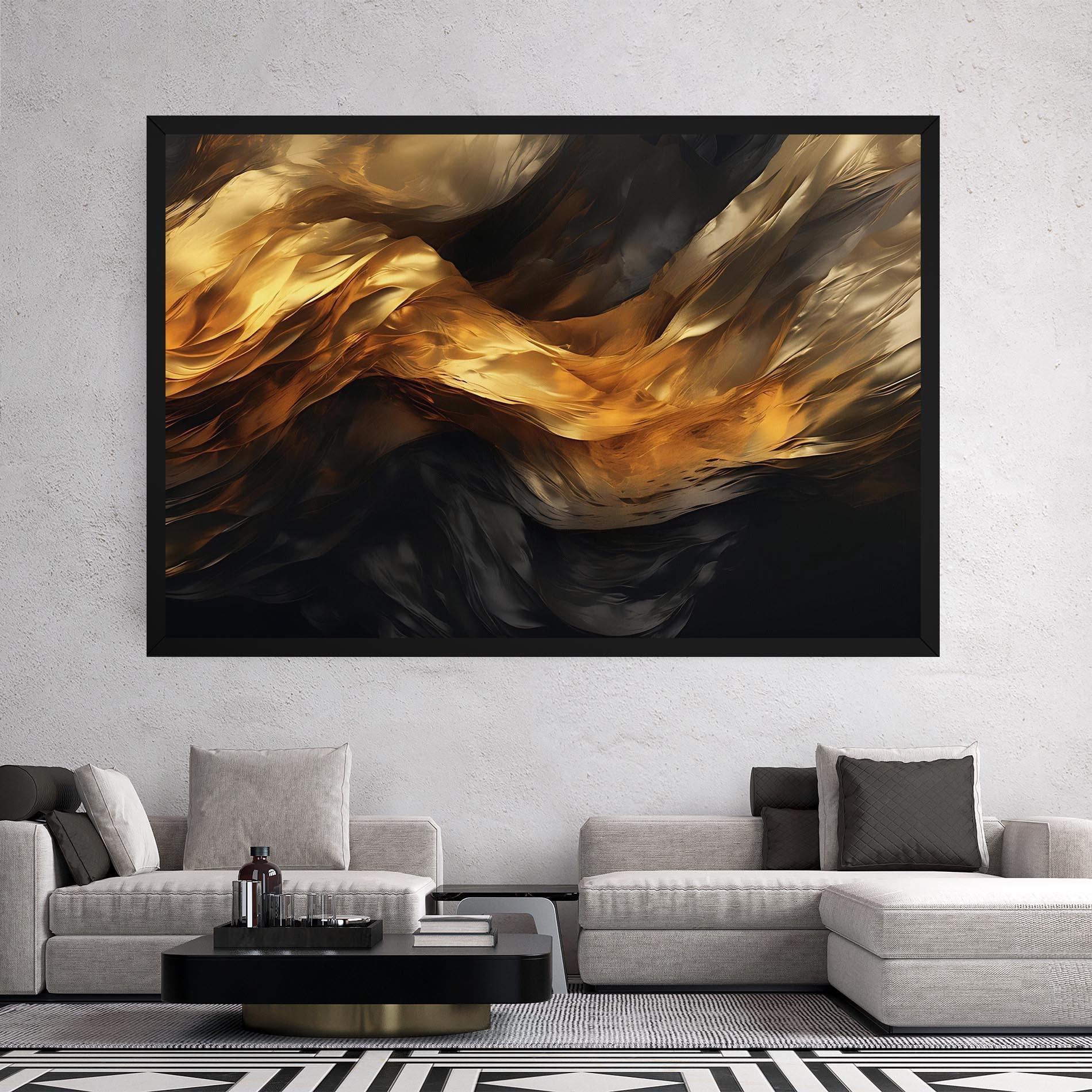 Vászonkép Golden Waves With Black mockup 2