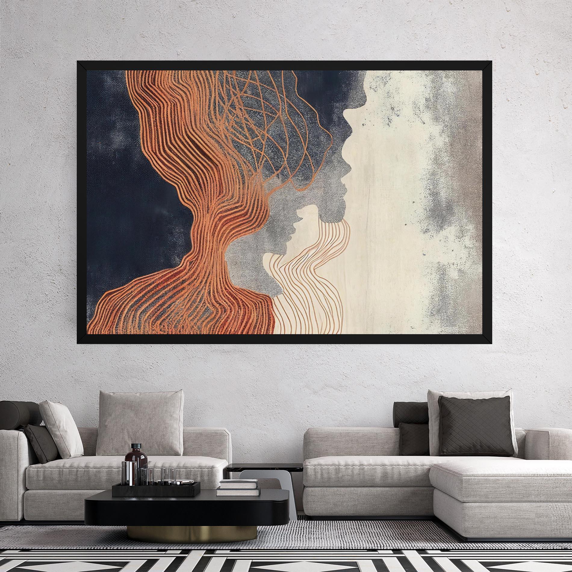 Vászonkép Orange Lines On Blue mockup 2