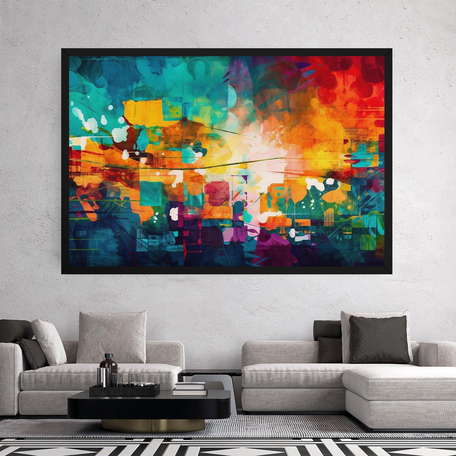 Vászonkép Vibrant Colors On Blue Background mockup 2