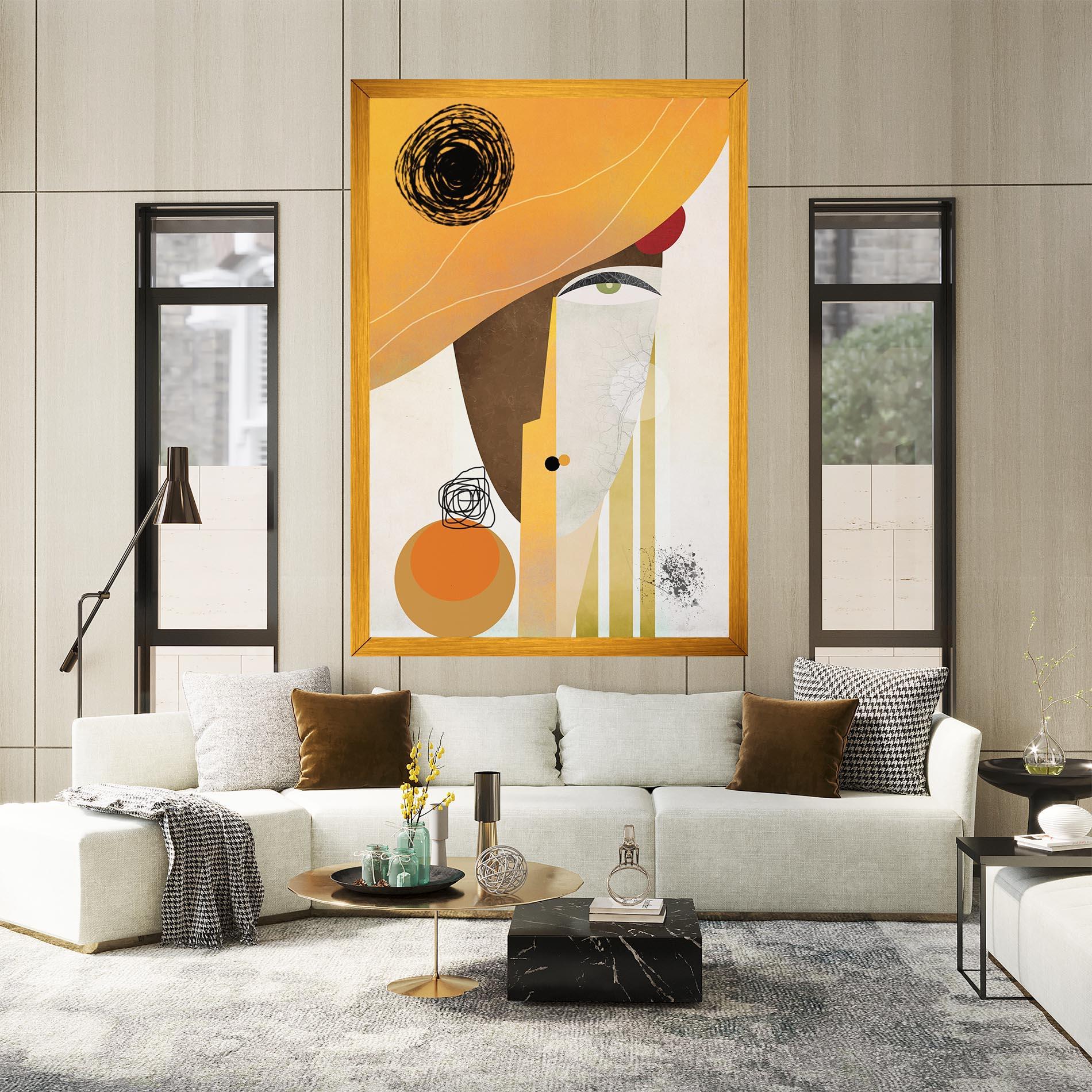 Vászonkép Abstract Orange Face mockup 2