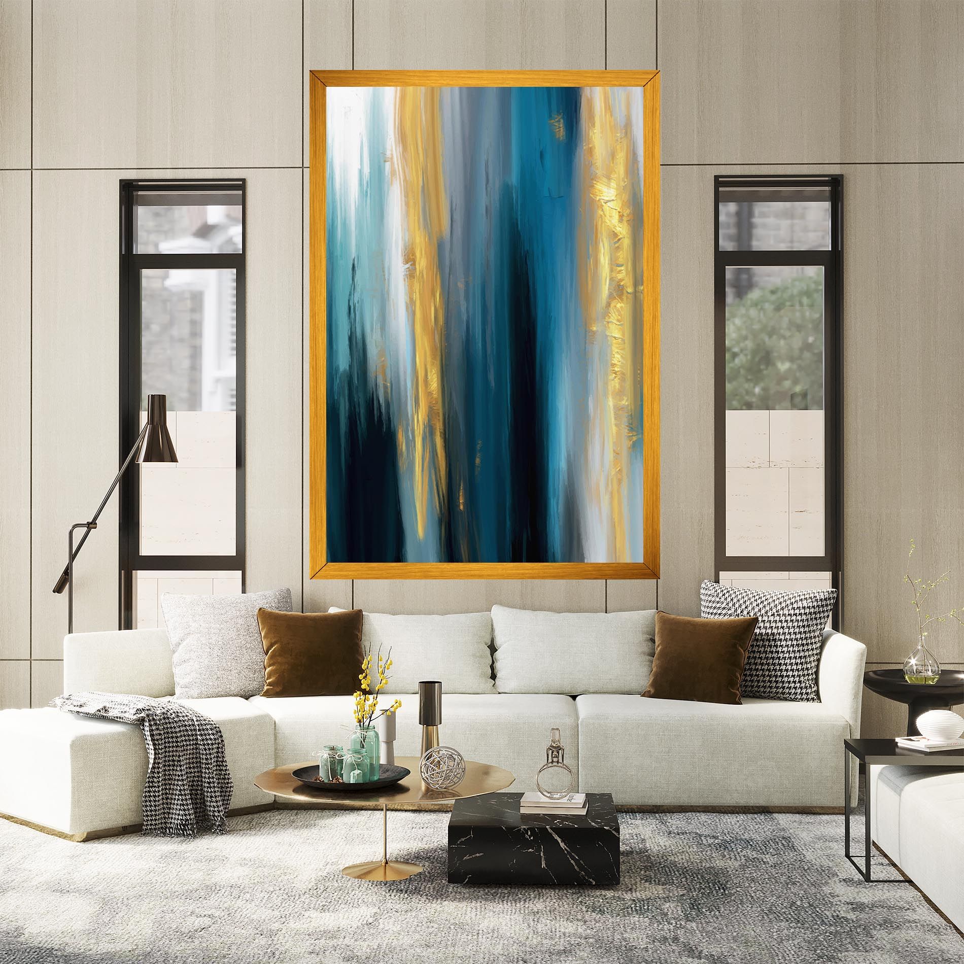 Golden Black Blue Art mockup 2