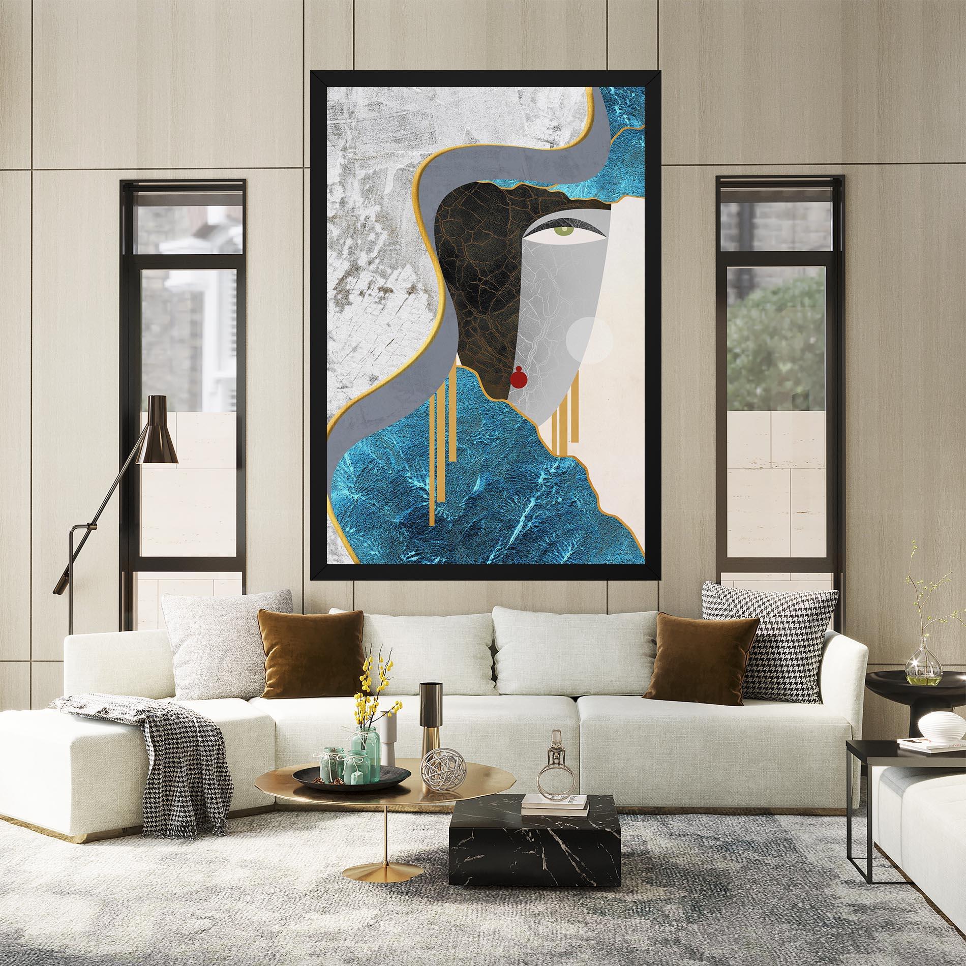 Vászonkép Abstract Blue Face mockup 2