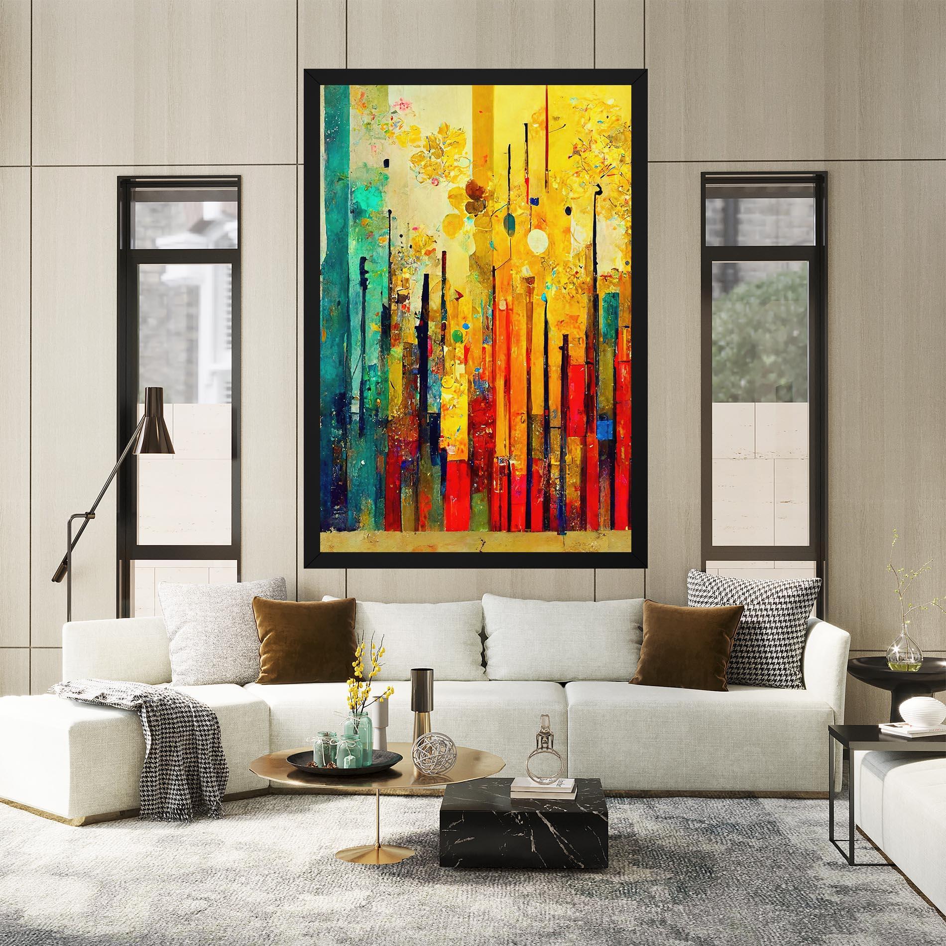 Vászonkép Black Lines On Yellow Light mockup 2