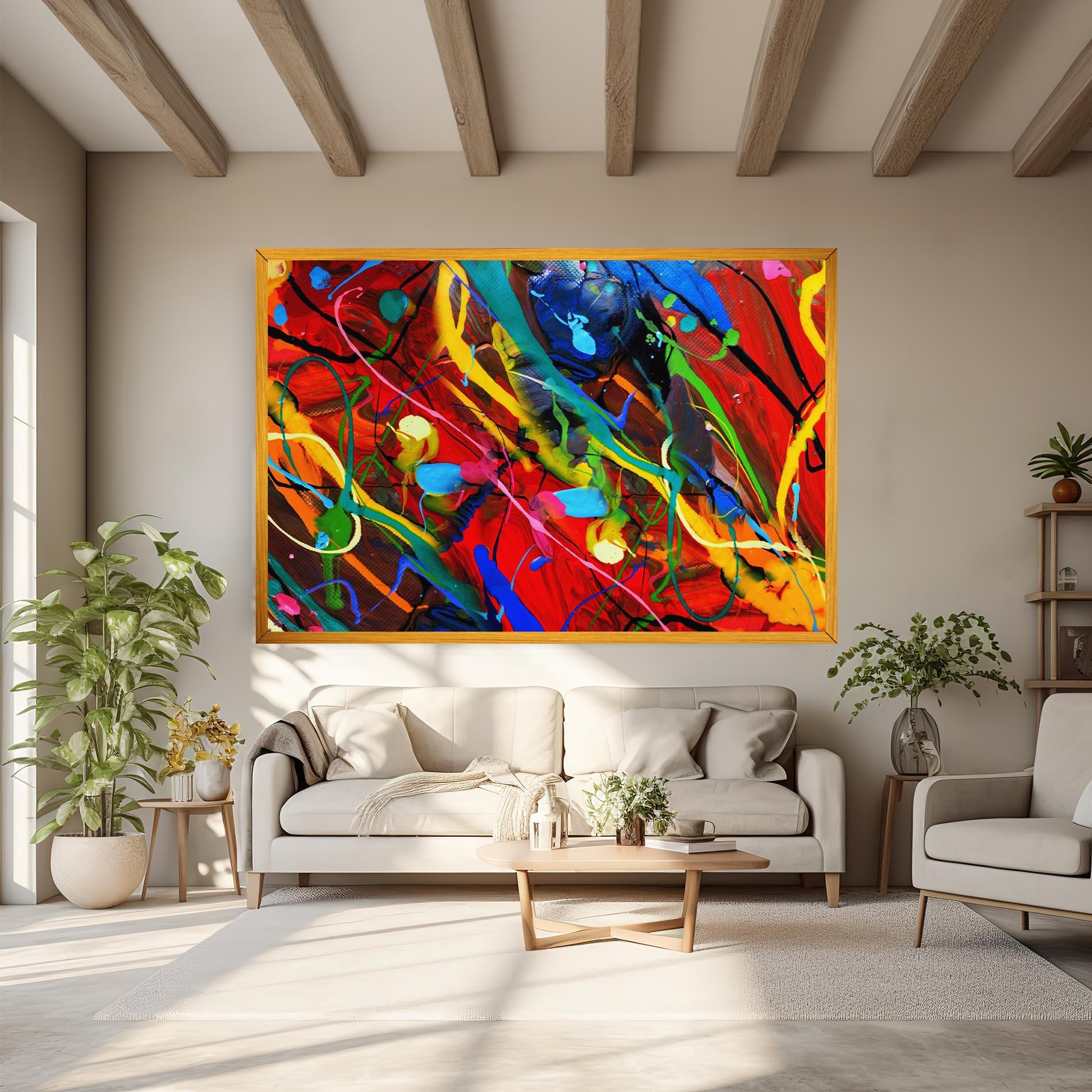 Vászonkép Hand Draw Red Painting mockup 6