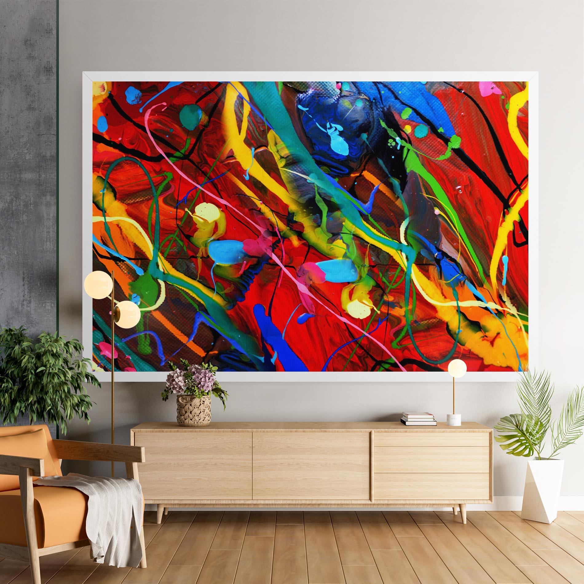 Vászonkép Hand Draw Red Painting mockup 9