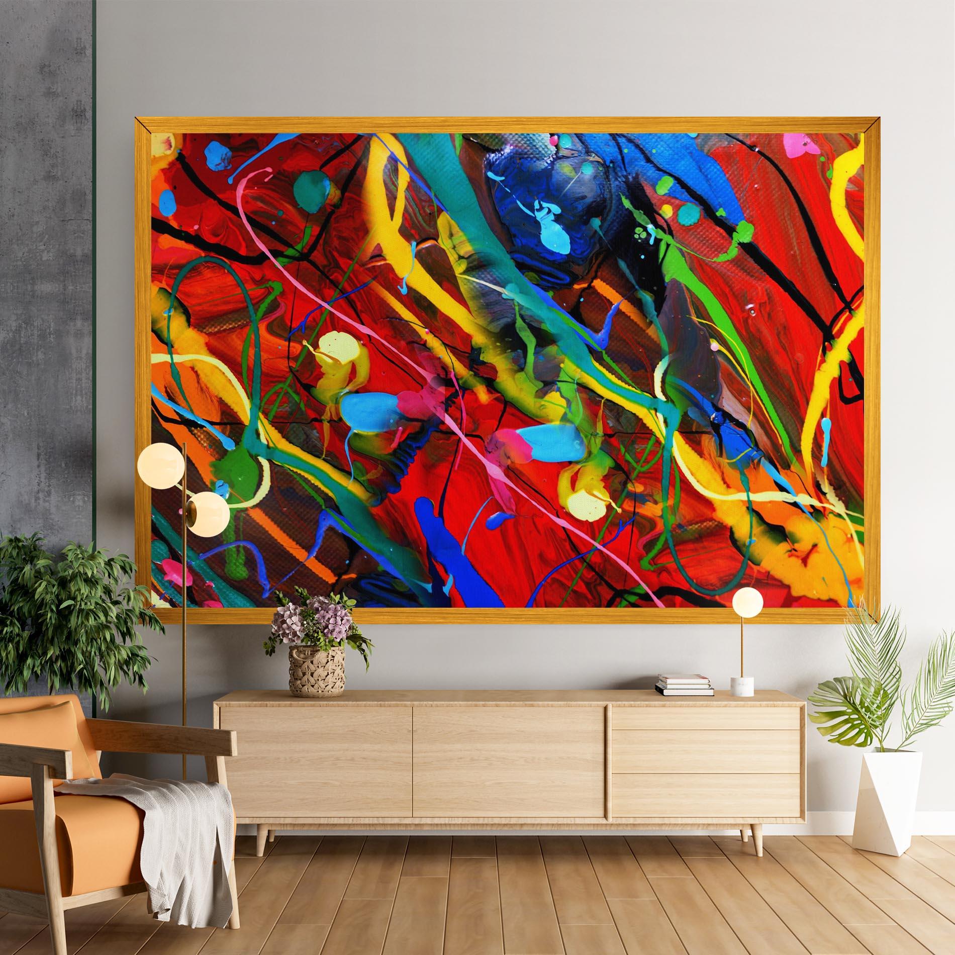 Vászonkép Hand Draw Red Painting mockup 9