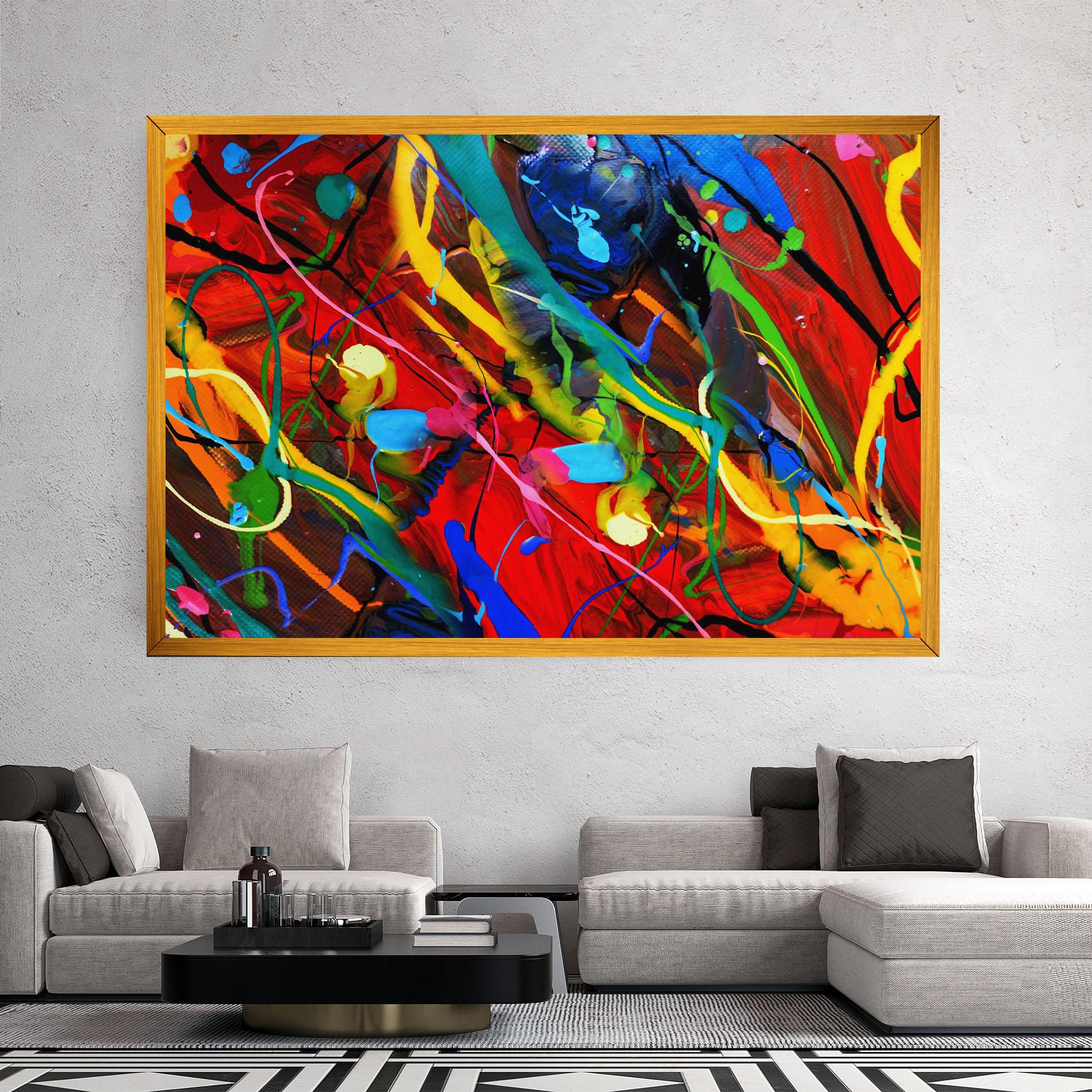 Vászonkép Hand Draw Red Painting mockup 2