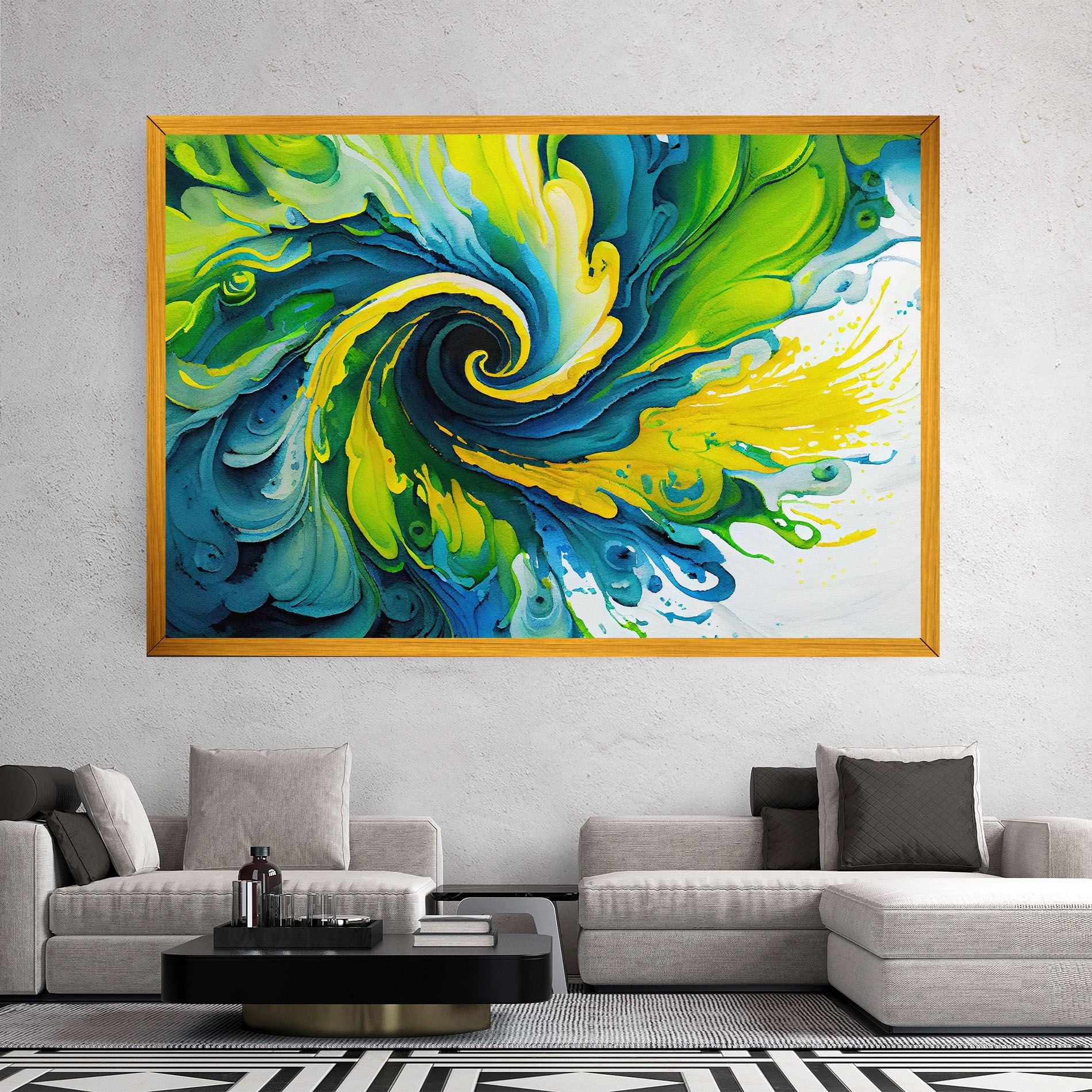 Yellow Green Spiral mockup 2