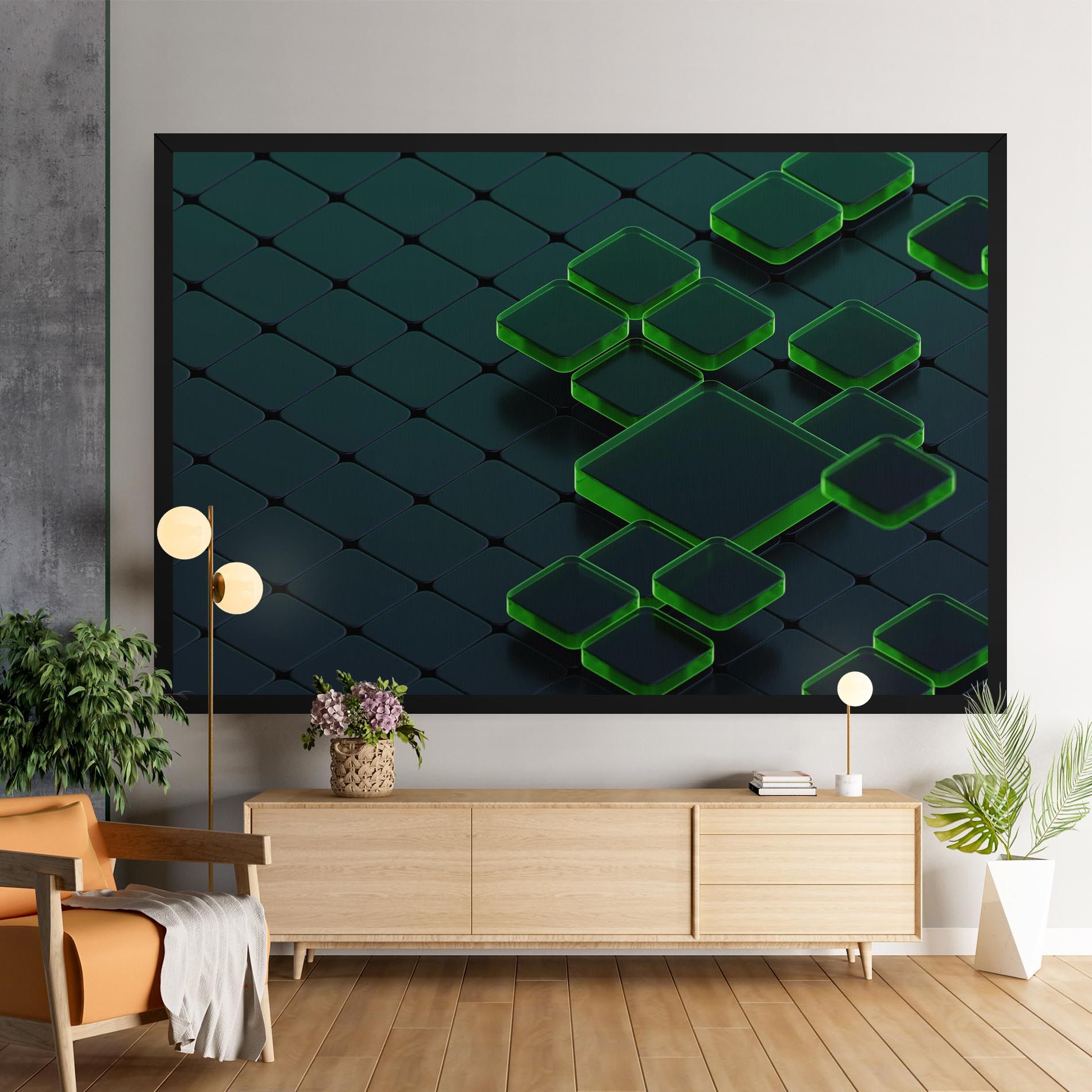 Green Square Floating mockup 9
