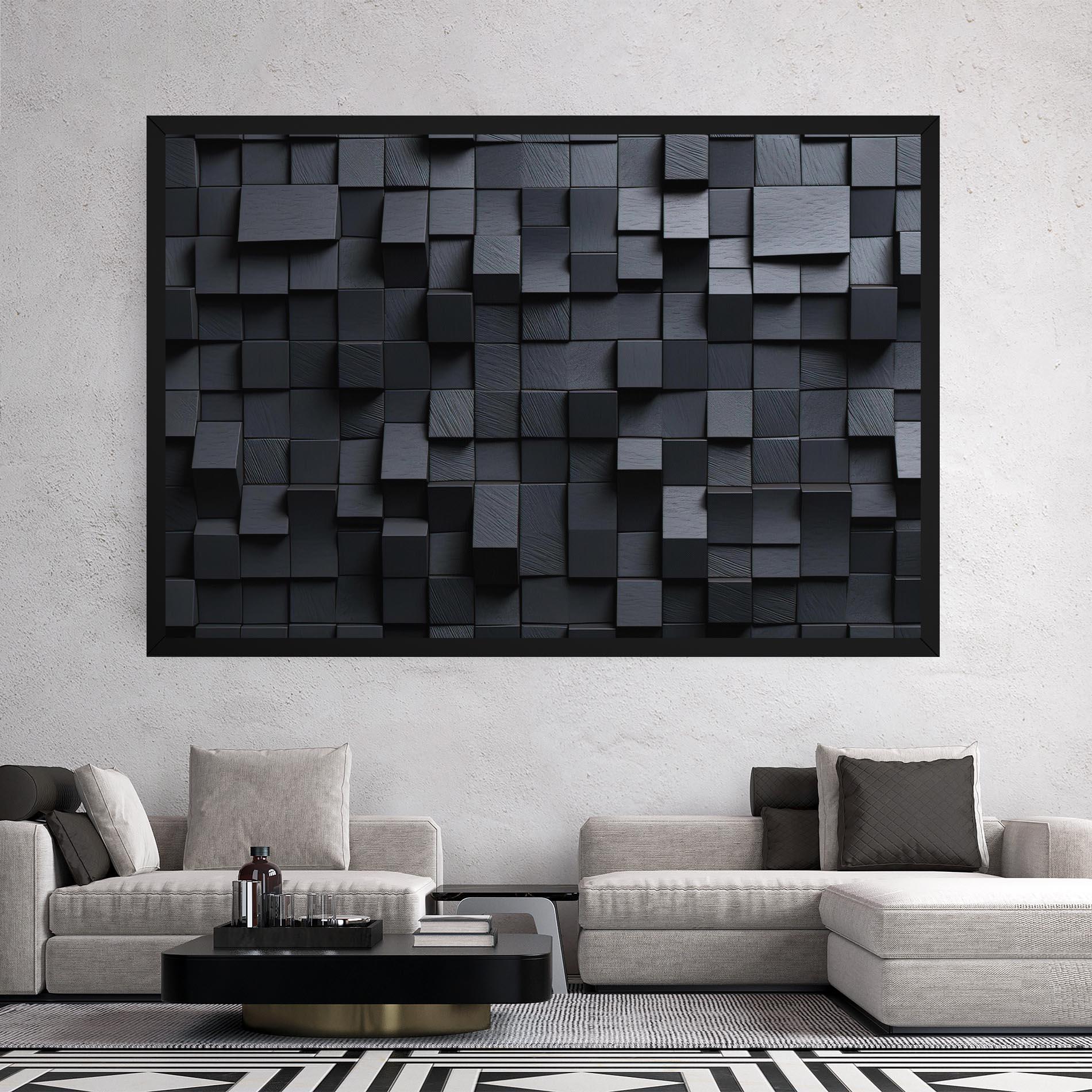 Vászonkép Black Square Pattern mockup 2